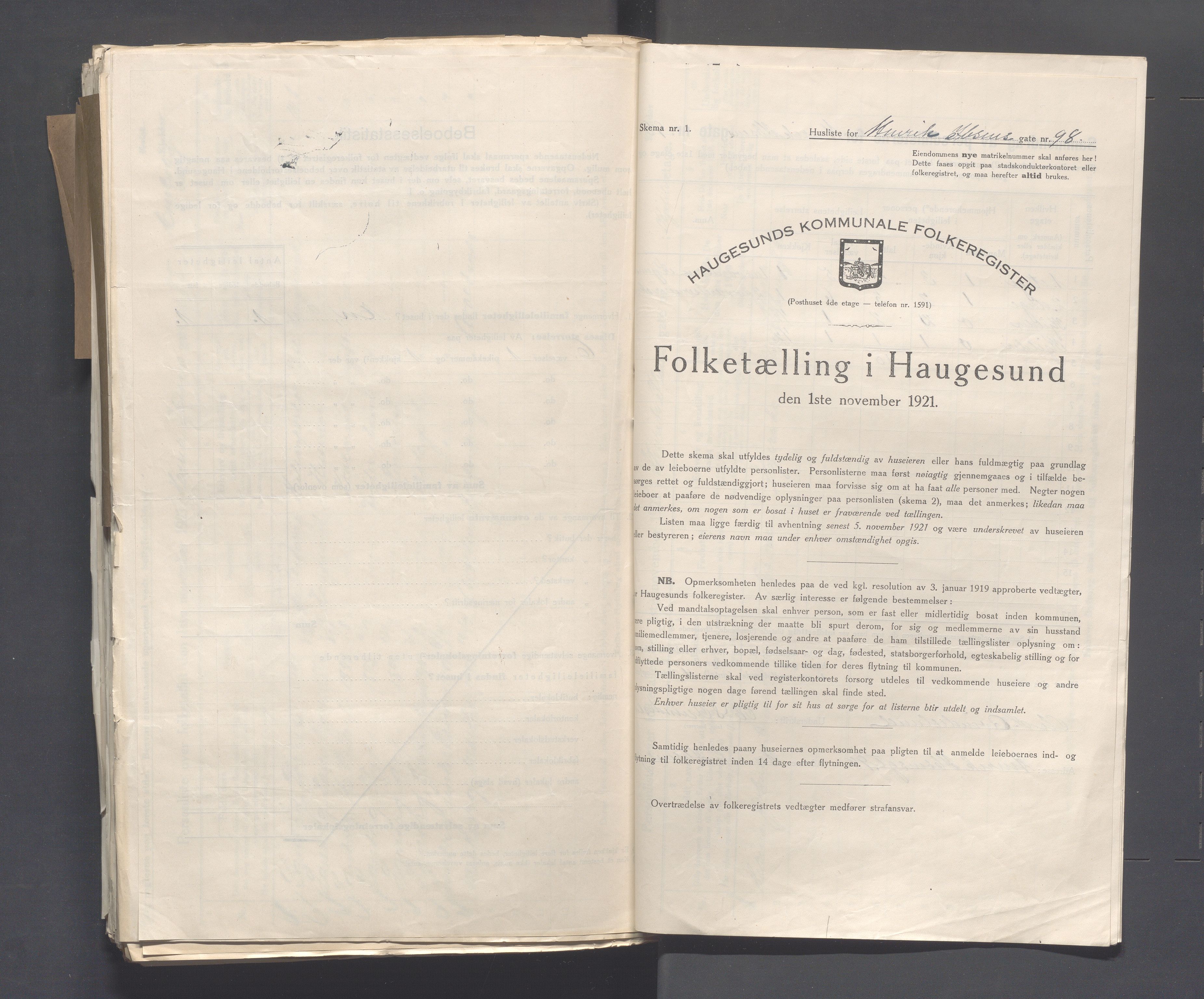 IKAR, Local census 1.11.1921 for Haugesund, 1921, p. 2234