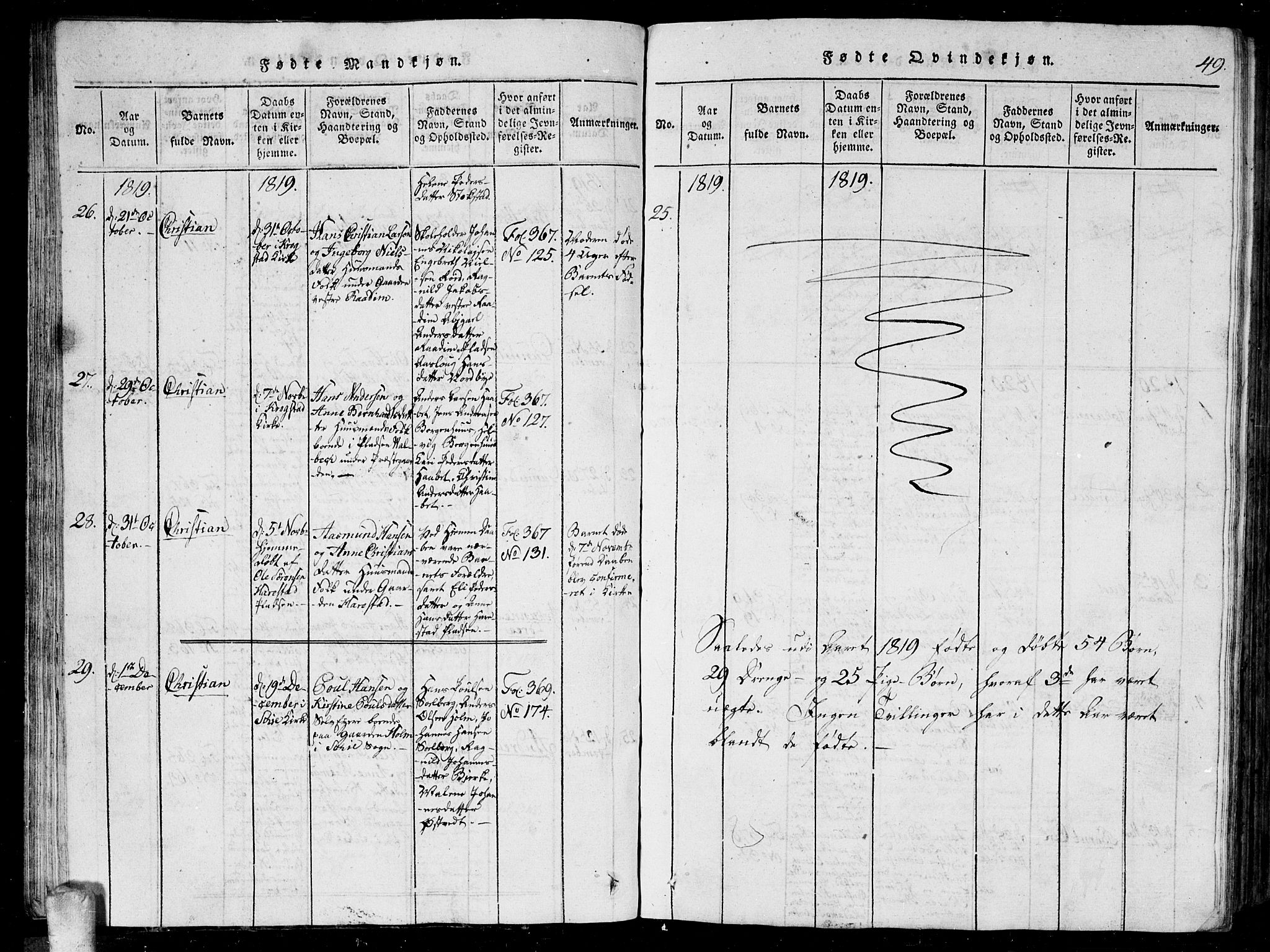 Kråkstad prestekontor Kirkebøker, AV/SAO-A-10125a/G/Ga/L0001: Parish register (copy) no. I 1, 1813-1824, p. 49