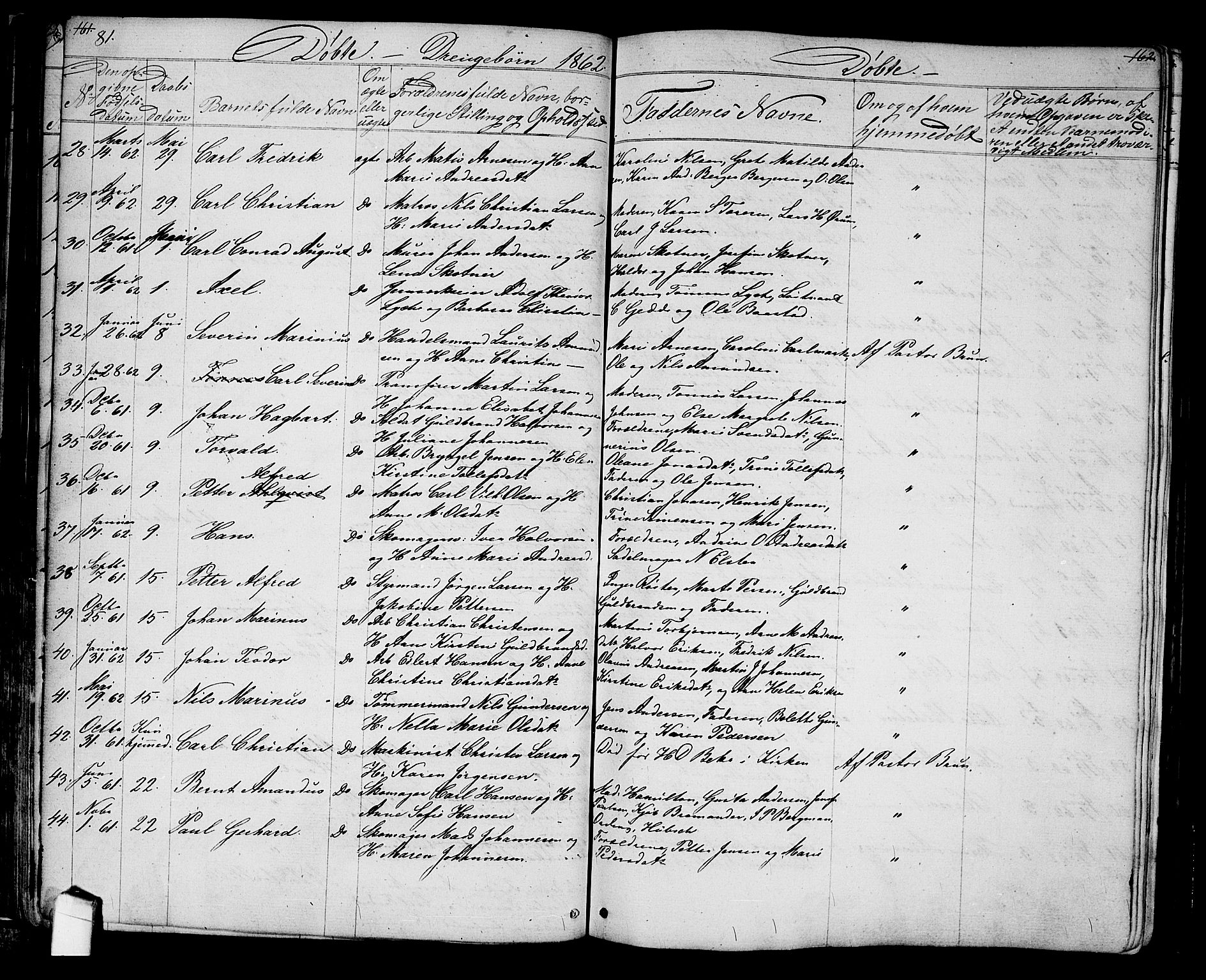 Halden prestekontor Kirkebøker, SAO/A-10909/G/Ga/L0005a: Parish register (copy) no. 5A, 1855-1864, p. 81