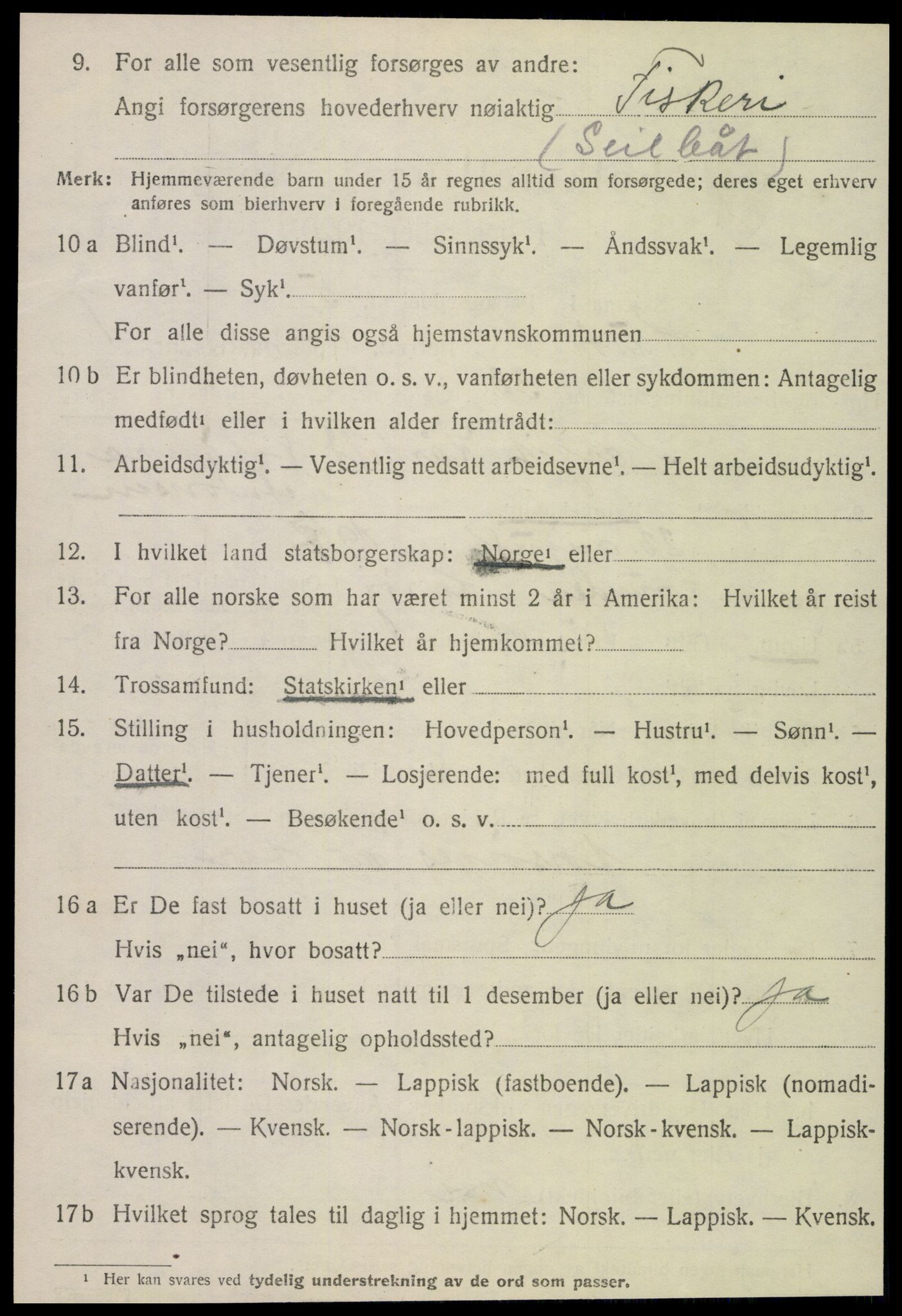 SAT, 1920 census for Lurøy, 1920, p. 1336