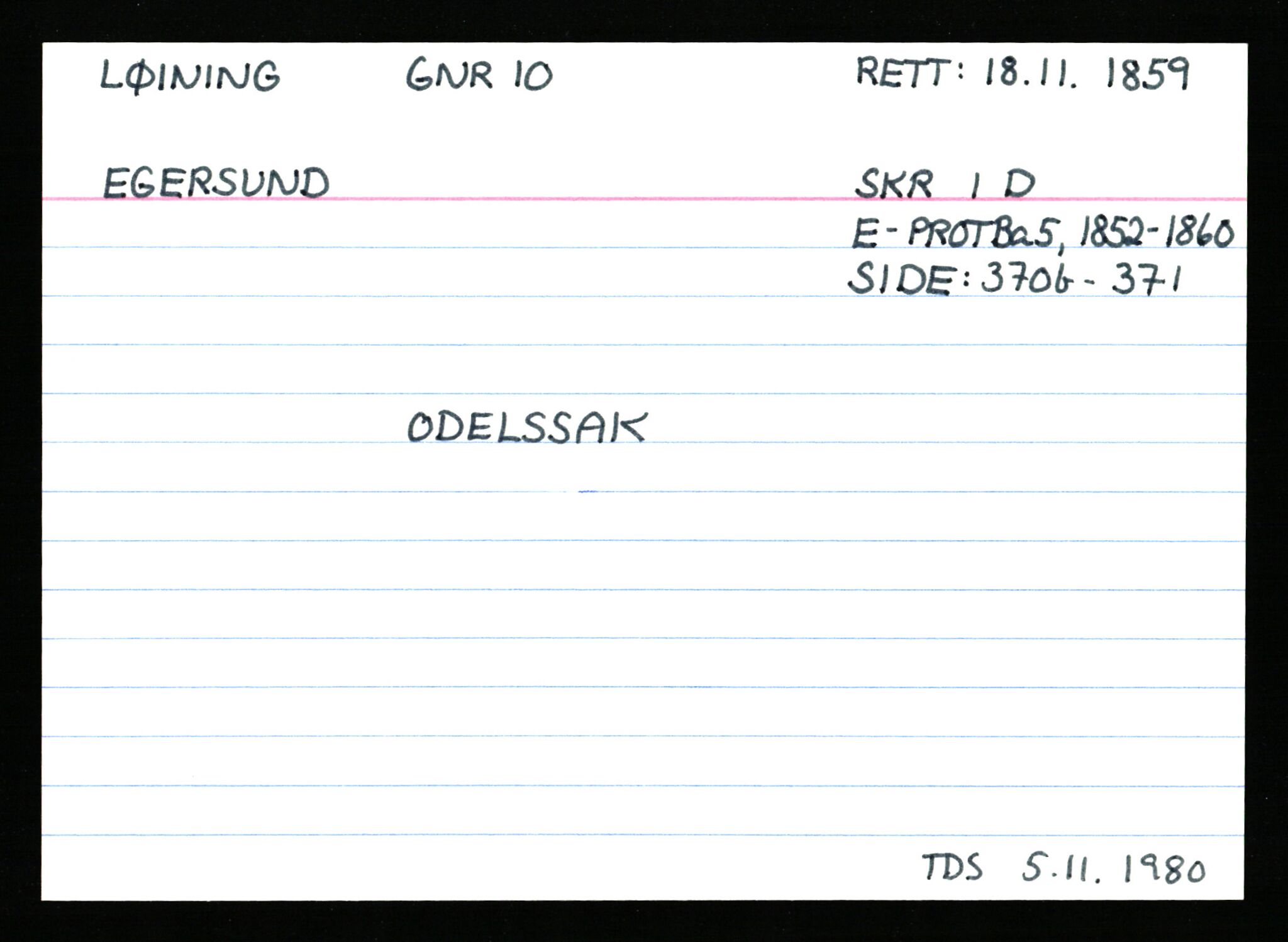 Statsarkivet i Stavanger, AV/SAST-A-101971/03/Y/Ym/L0037: Åstedskort sortert etter gårdsnavn: Lædre - Mauland, 1600-1950, p. 86