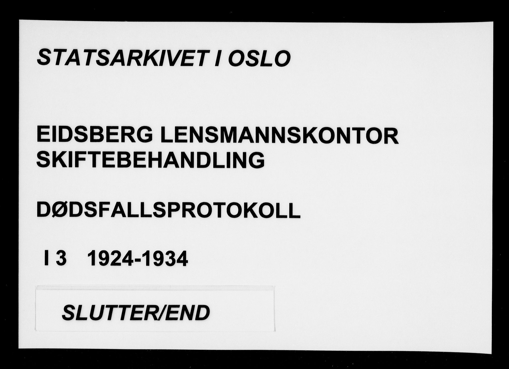 Eidsberg lensmannskontor, AV/SAO-A-10079/H/Ha/Haa/L0003: Dødsfallsprotokoll, 1924-1934