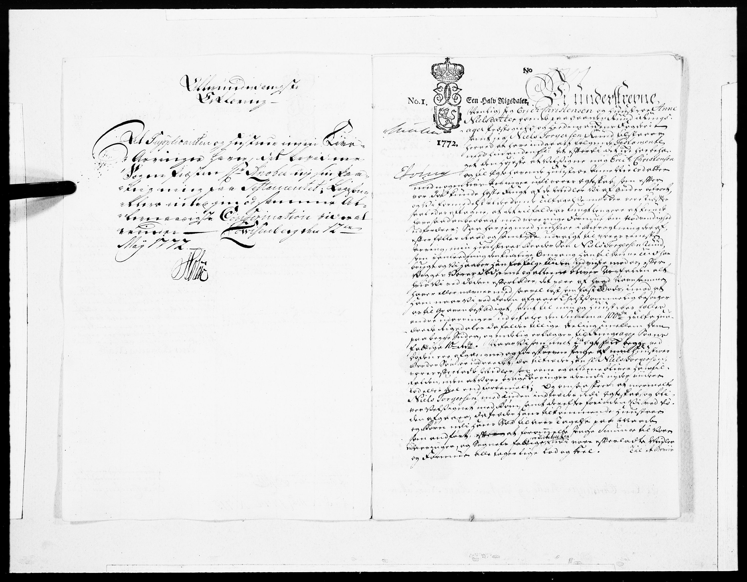 Danske Kanselli 1572-1799, AV/RA-EA-3023/F/Fc/Fcc/Fcca/L0206: Norske innlegg 1572-1799, 1772, p. 323