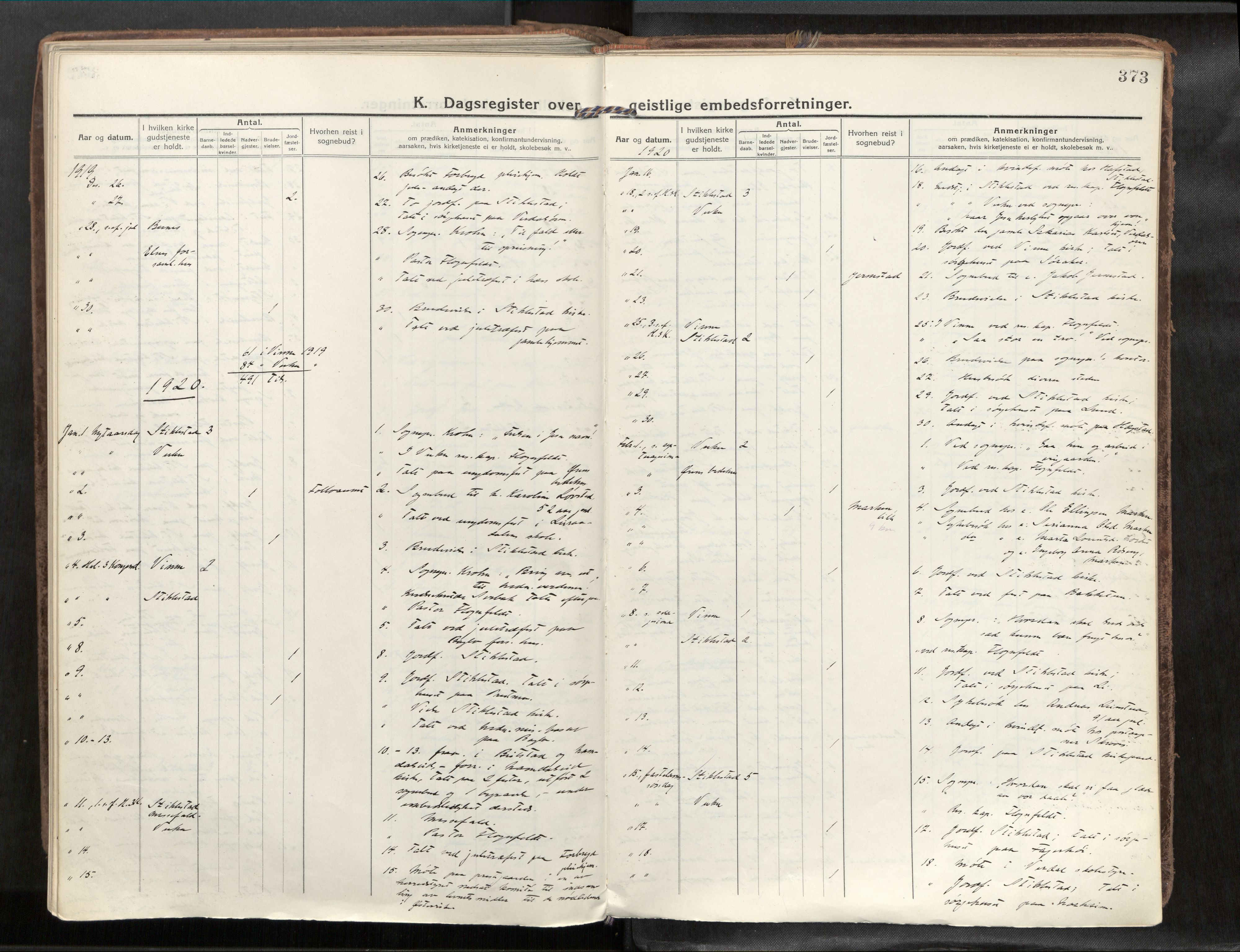 Verdal sokneprestkontor, AV/SAT-A-1156/2/H/Haa/L0001: Parish register (official) no. 1, 1917-1932, p. 373