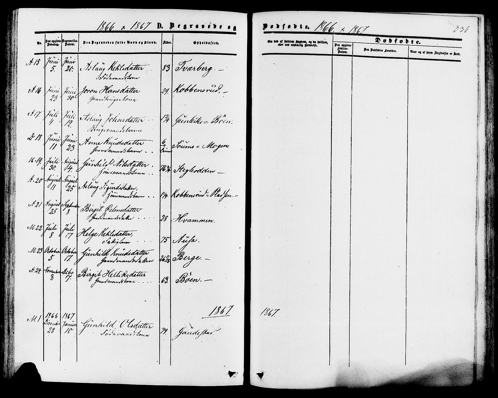 Tinn kirkebøker, SAKO/A-308/F/Fa/L0006: Parish register (official) no. I 6, 1857-1878, p. 336