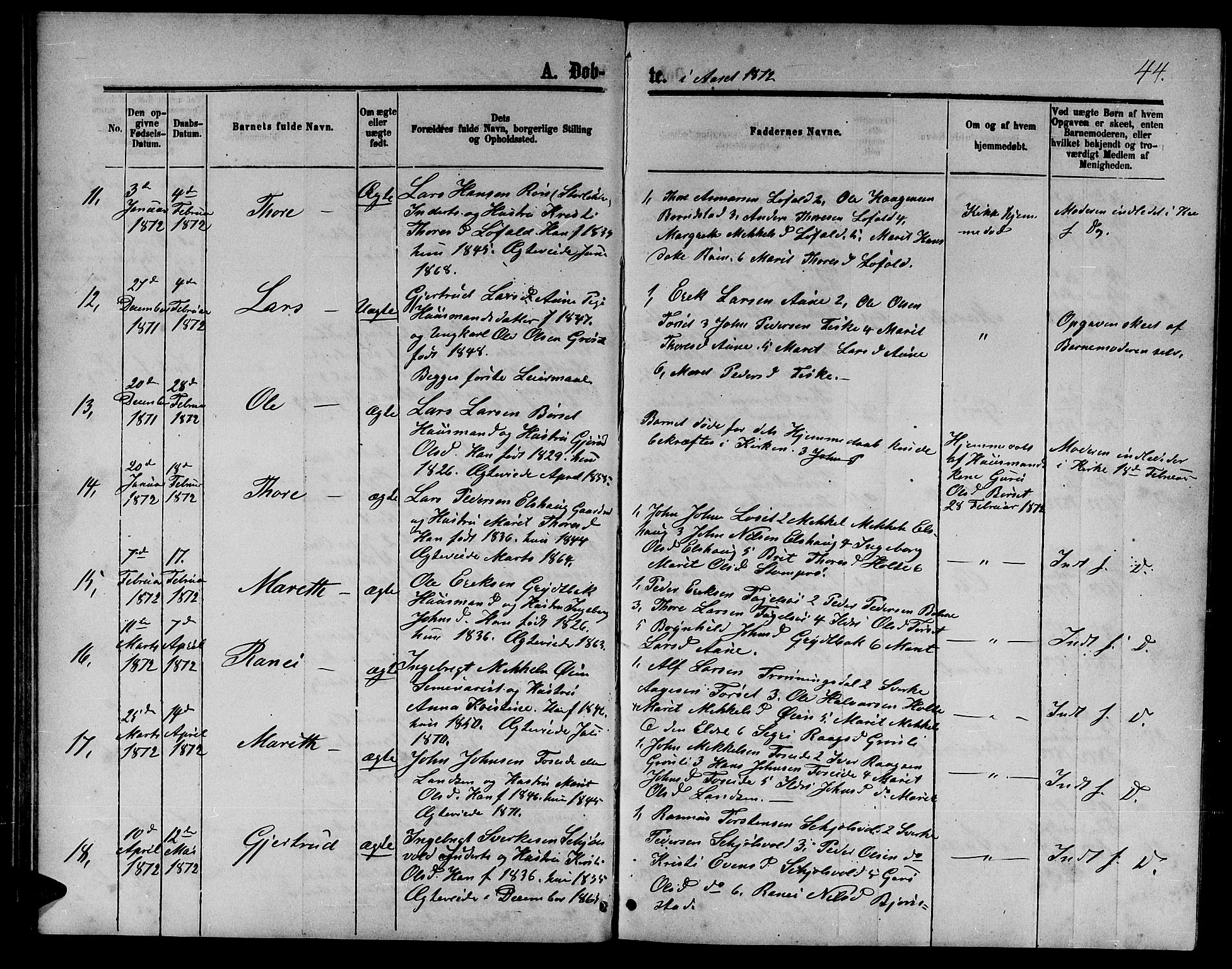 Ministerialprotokoller, klokkerbøker og fødselsregistre - Møre og Romsdal, AV/SAT-A-1454/598/L1076: Parish register (copy) no. 598C01, 1867-1878, p. 44