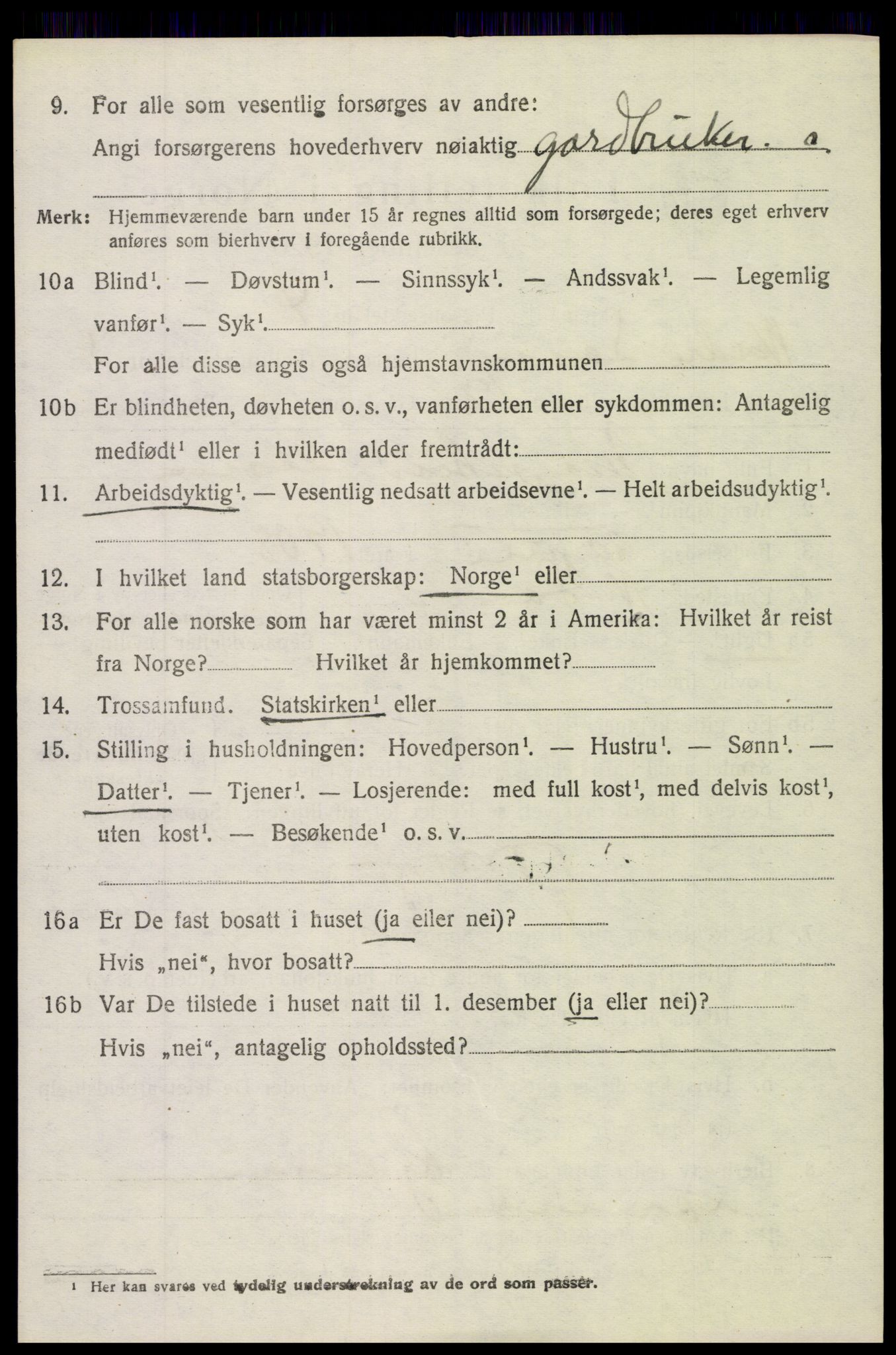 SAH, 1920 census for Nordre Land, 1920, p. 2438