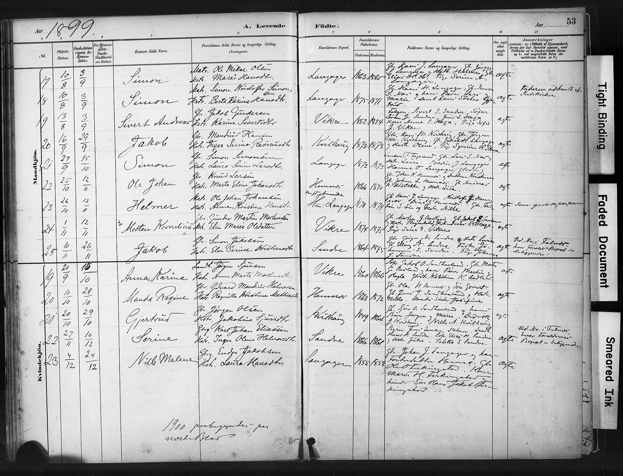 Skudenes sokneprestkontor, SAST/A -101849/H/Ha/Haa/L0010: Parish register (official) no. A 7, 1882-1912, p. 53