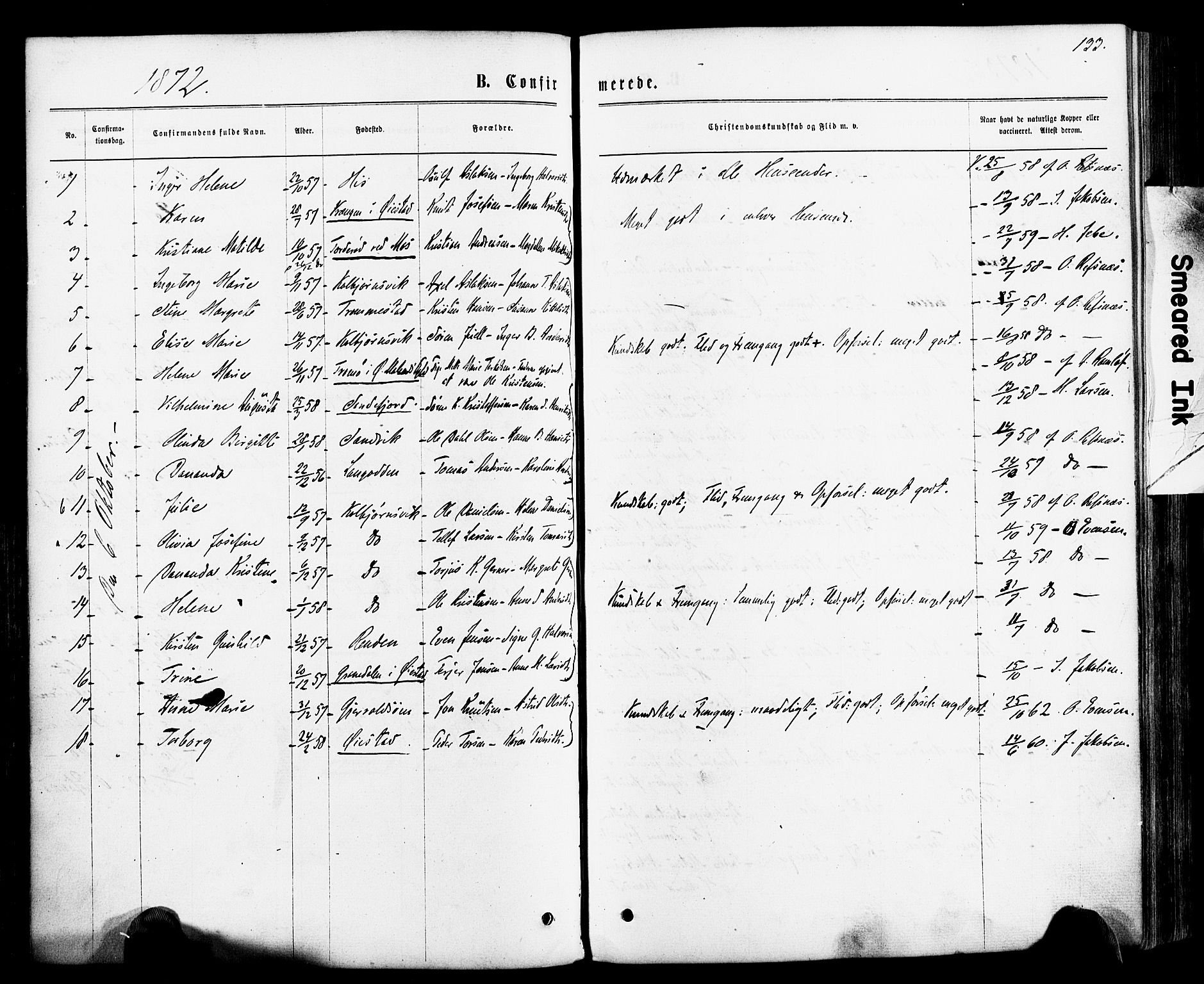 Hisøy sokneprestkontor, SAK/1111-0020/F/Fa/L0002: Parish register (official) no. A 2, 1872-1880, p. 133