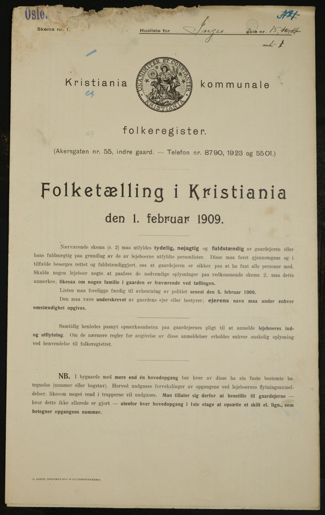 OBA, Municipal Census 1909 for Kristiania, 1909, p. 40197