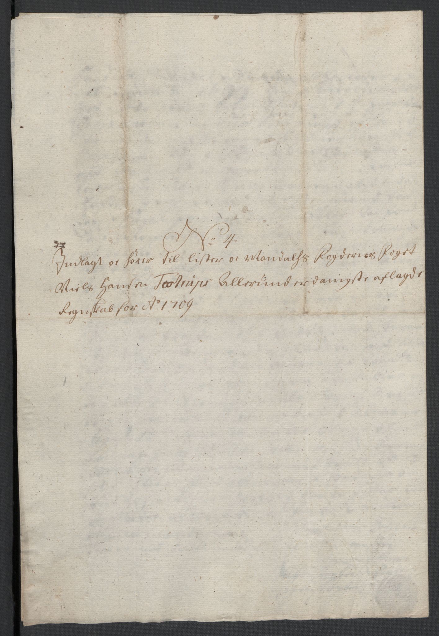 Rentekammeret inntil 1814, Reviderte regnskaper, Fogderegnskap, AV/RA-EA-4092/R43/L2552: Fogderegnskap Lista og Mandal, 1705-1709, p. 238