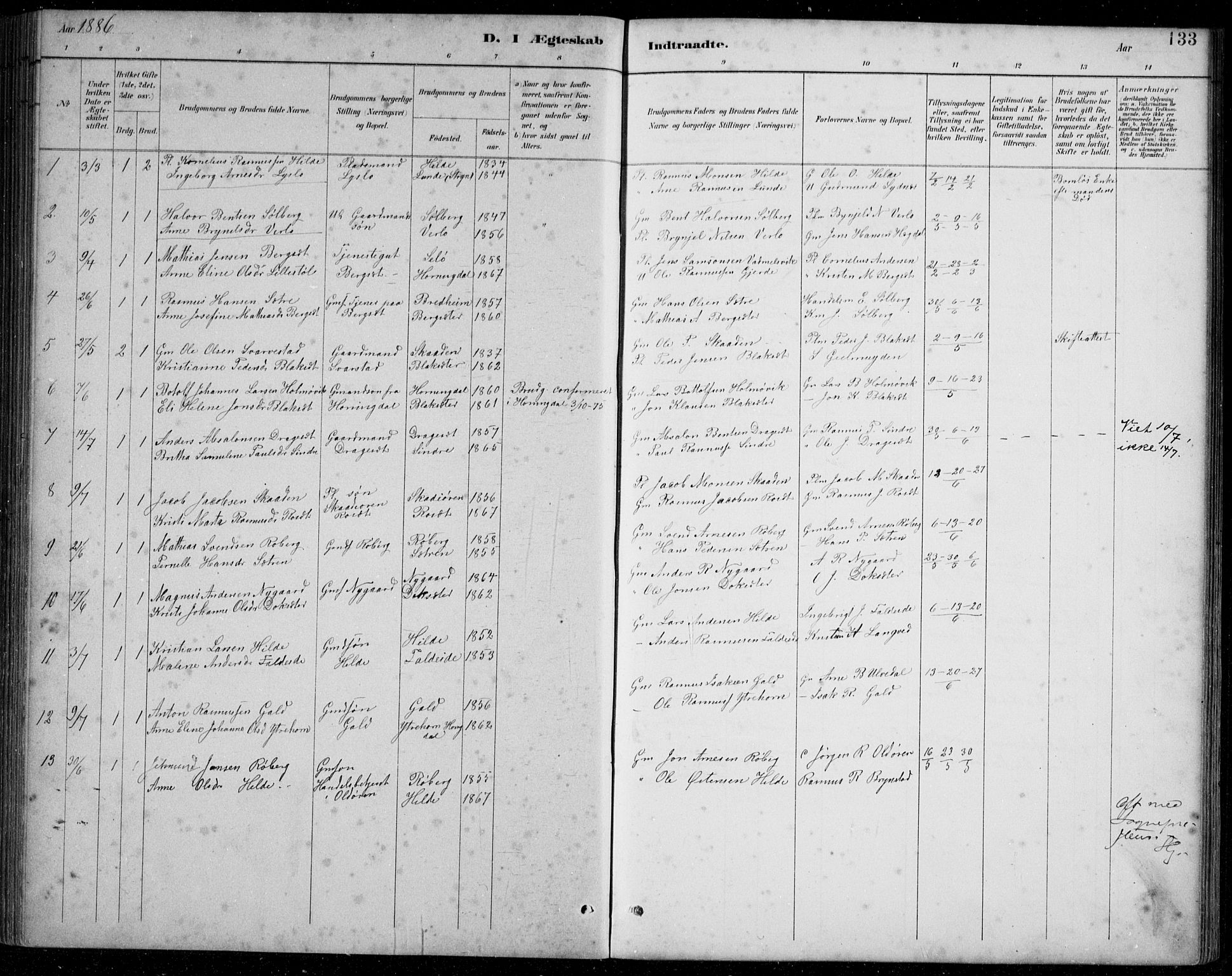 Innvik sokneprestembete, SAB/A-80501: Parish register (copy) no. A 3, 1886-1912, p. 133