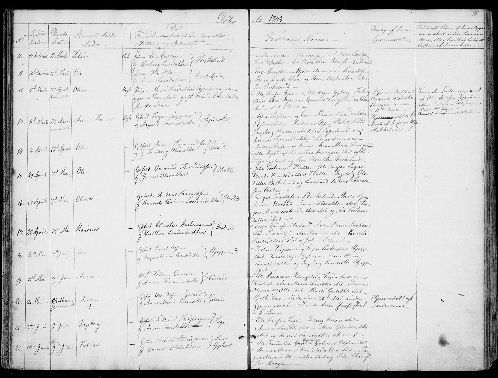 Hægebostad sokneprestkontor, SAK/1111-0024/F/Fa/Faa/L0004: Parish register (official) no. A 4, 1834-1864, p. 28