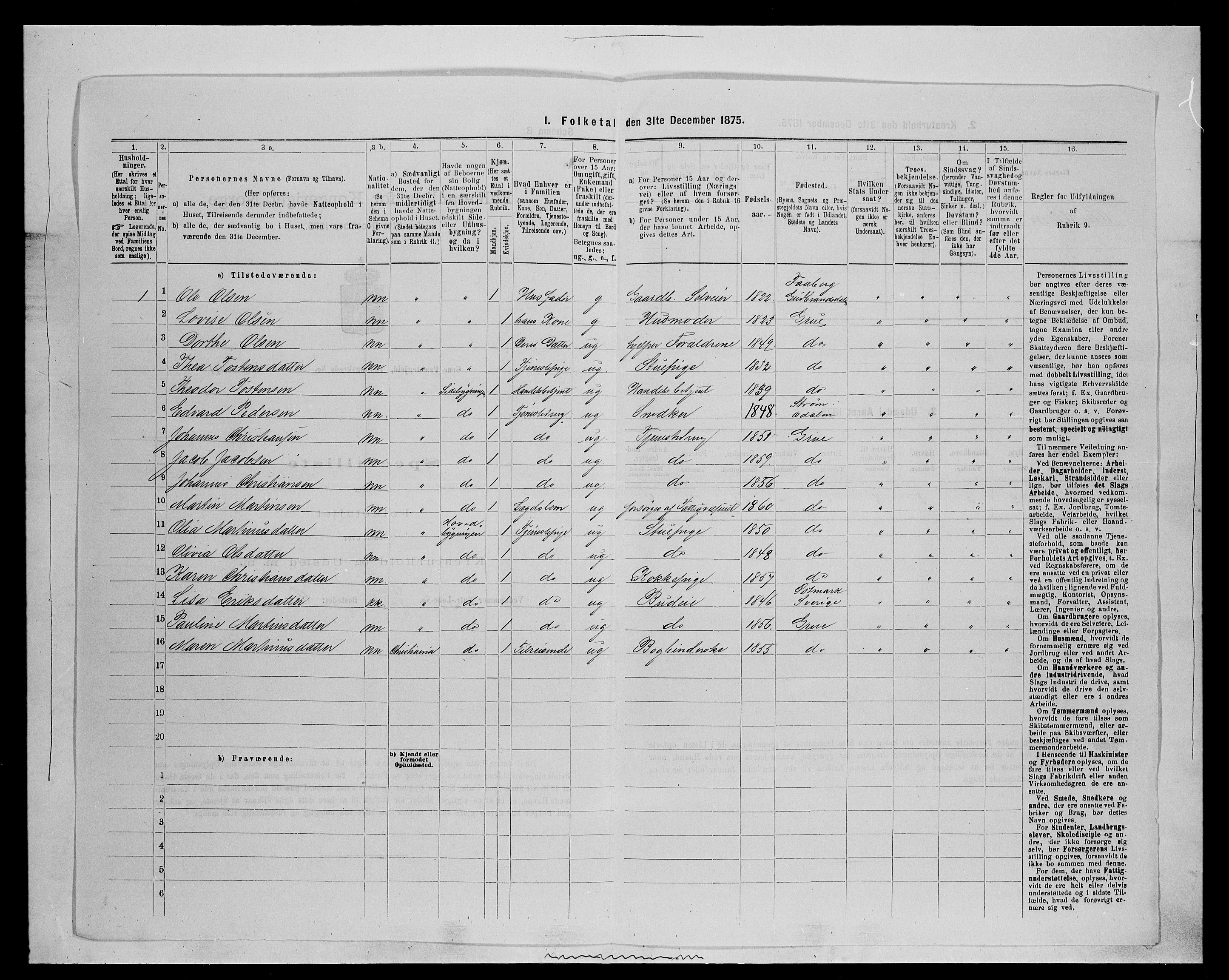 SAH, 1875 census for 0423P Grue, 1875, p. 457