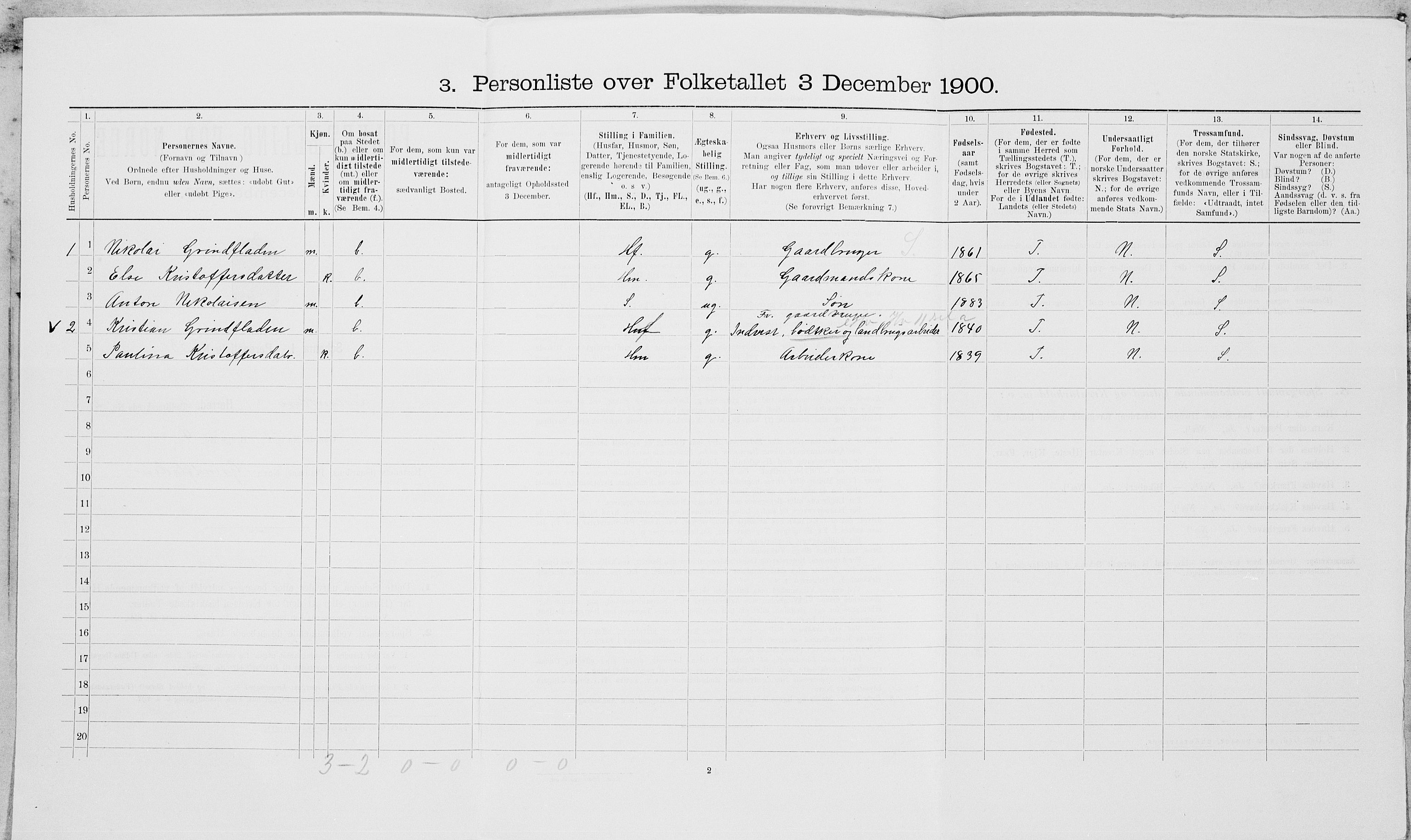 SAT, 1900 census for Leksvik, 1900, p. 227