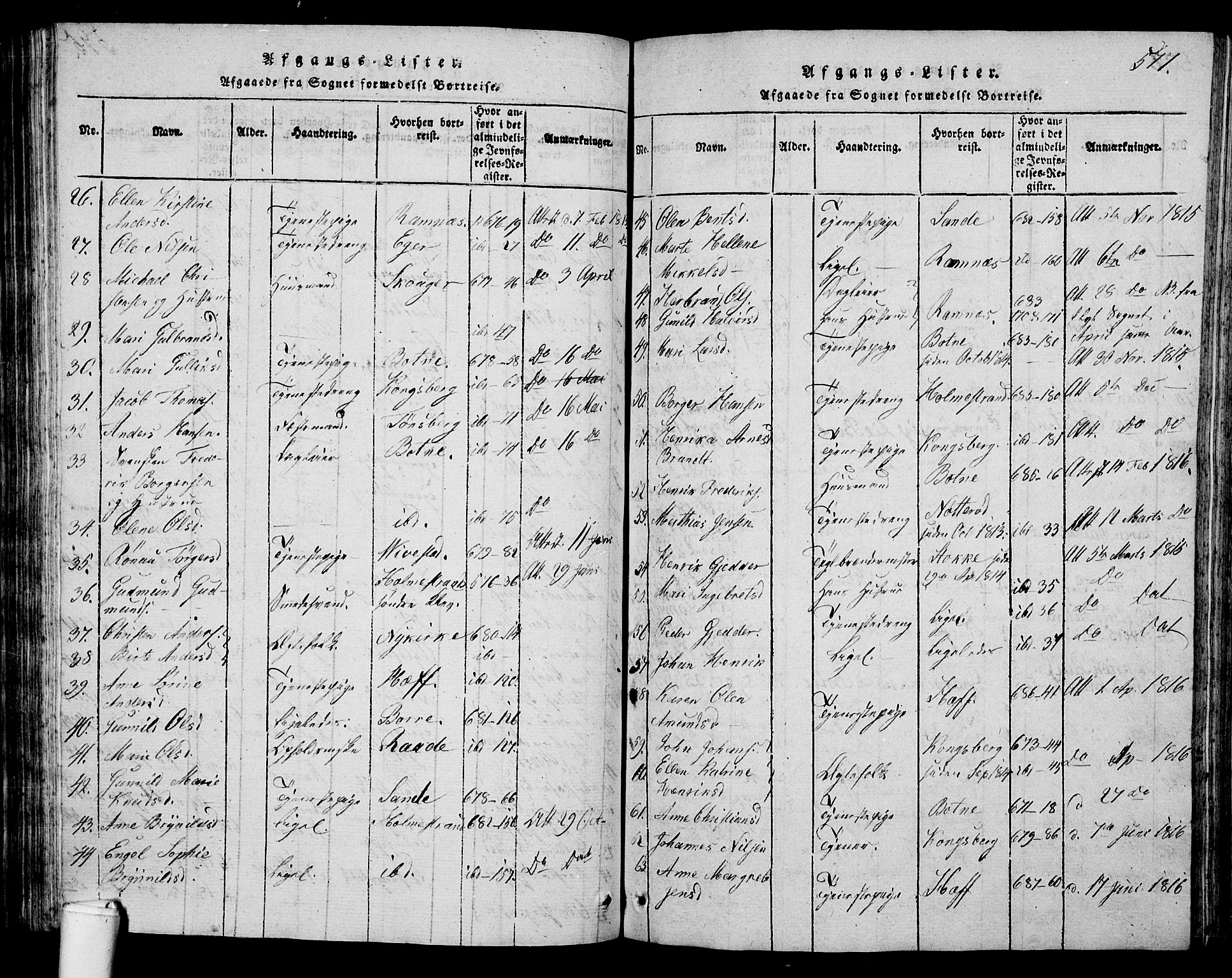 Våle kirkebøker, AV/SAKO-A-334/G/Ga/L0001: Parish register (copy) no. I 1, 1814-1824, p. 576-577