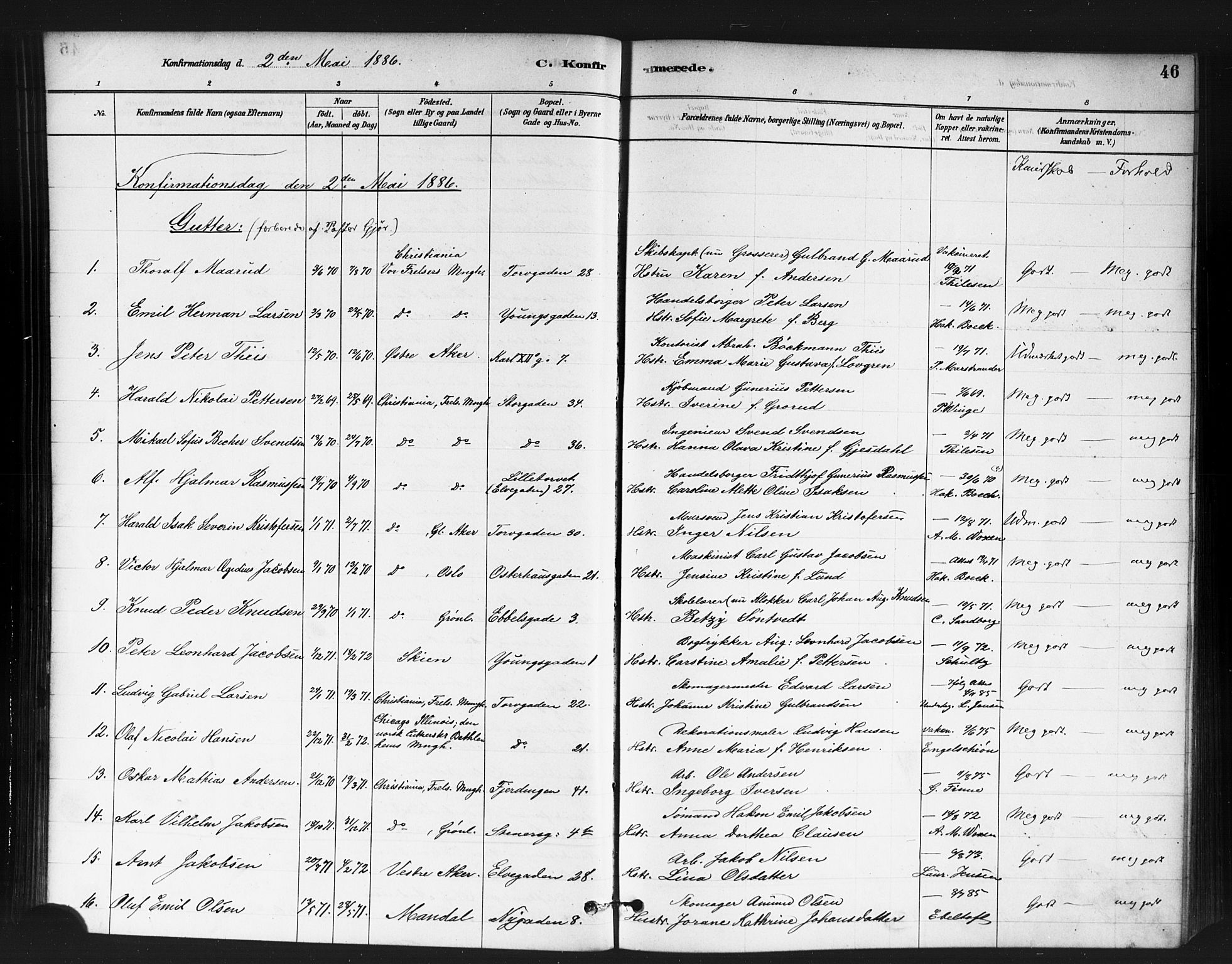 Jakob prestekontor Kirkebøker, SAO/A-10850/F/Fa/L0004: Parish register (official) no. 4, 1880-1894, p. 46