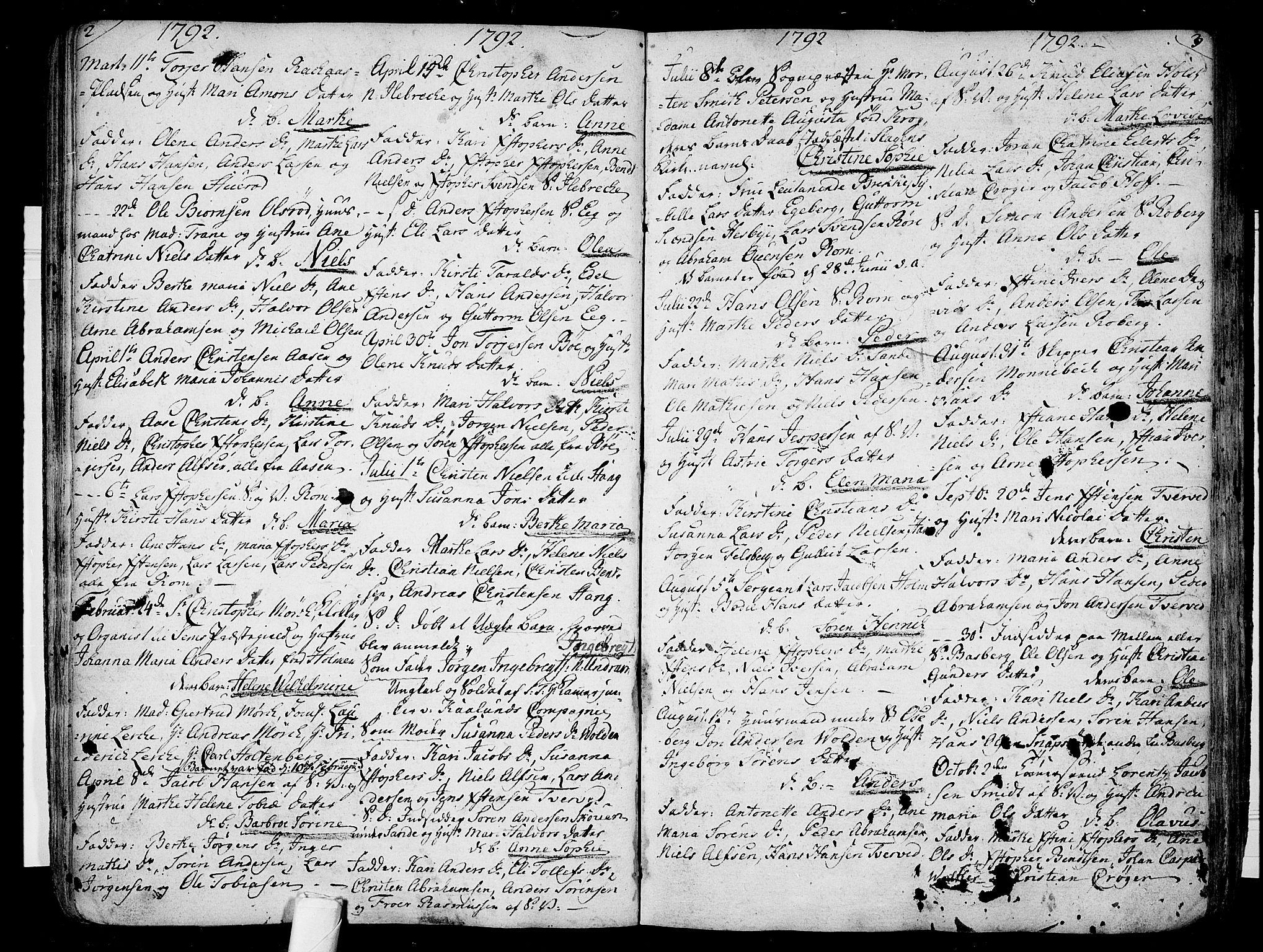 Sem kirkebøker, AV/SAKO-A-5/F/Fb/L0003: Parish register (official) no. II 3, 1792-1814, p. 2-3