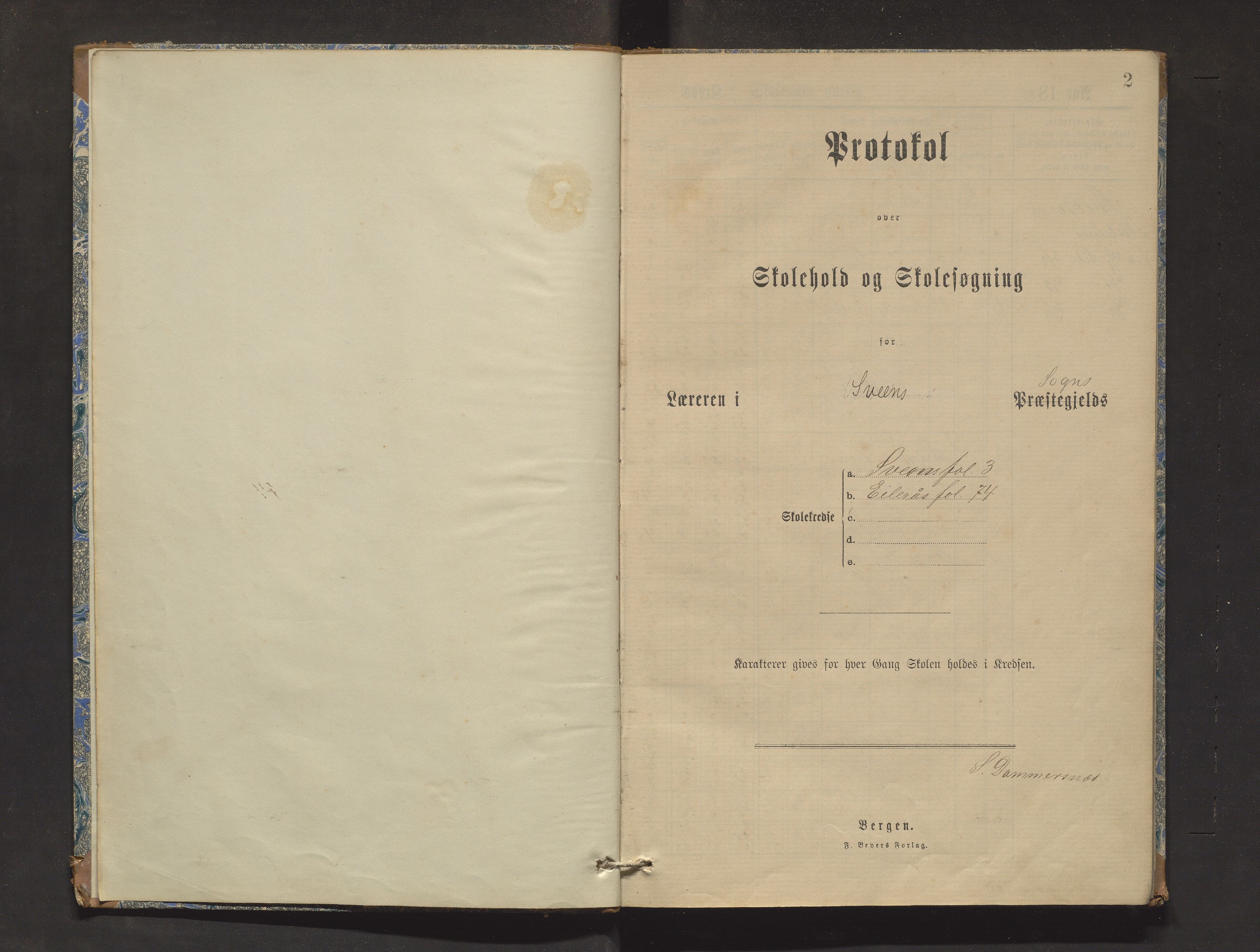 Sveio kommune. Barneskulane, IKAH/1216-231/F/Fa/L0003: Skuleprotokoll for Sveio og Eilerås krinsar, 1888-1904, p. 2