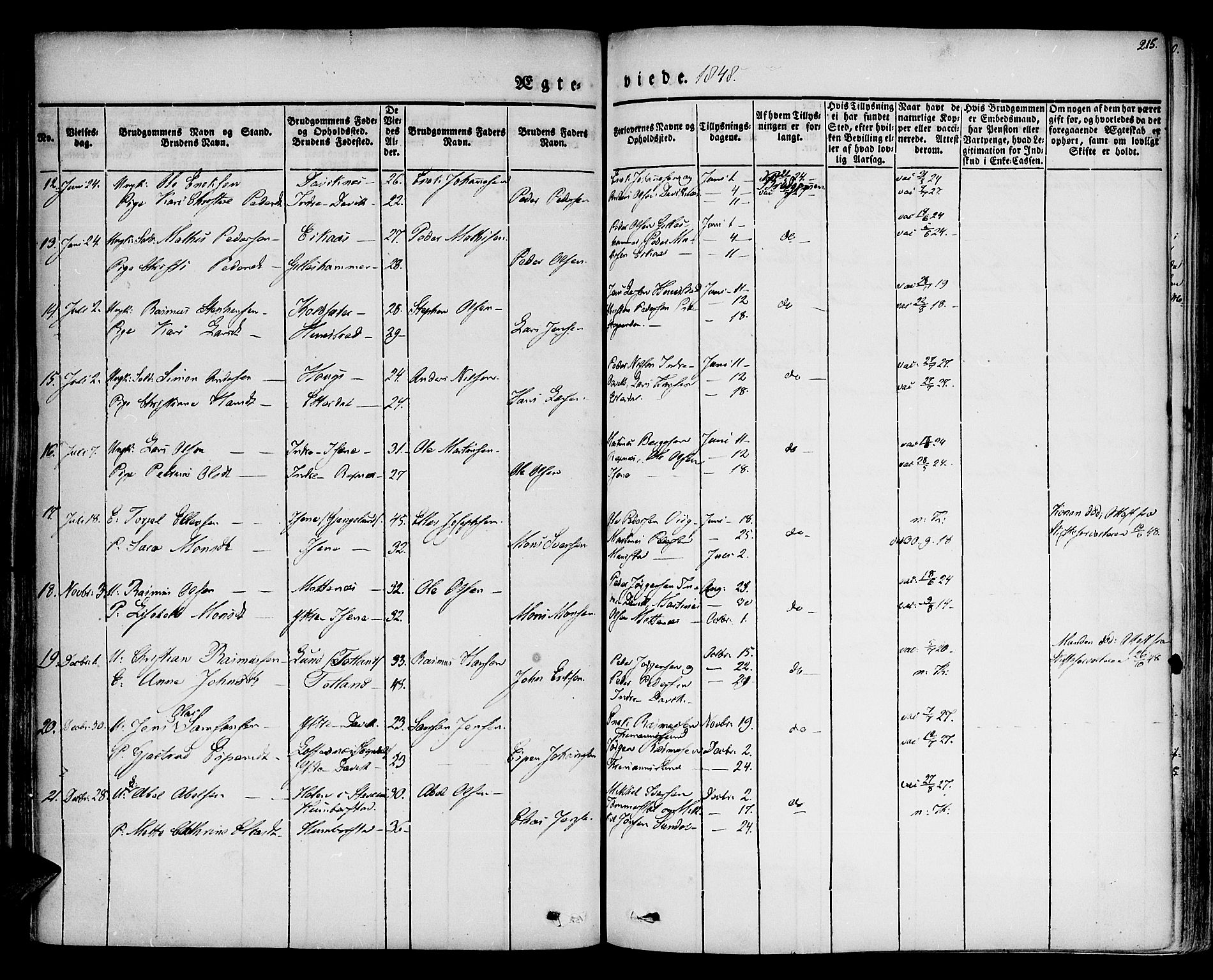 Davik sokneprestembete, AV/SAB-A-79701/H/Haa/Haaa/L0004: Parish register (official) no. A 4, 1830-1849, p. 215