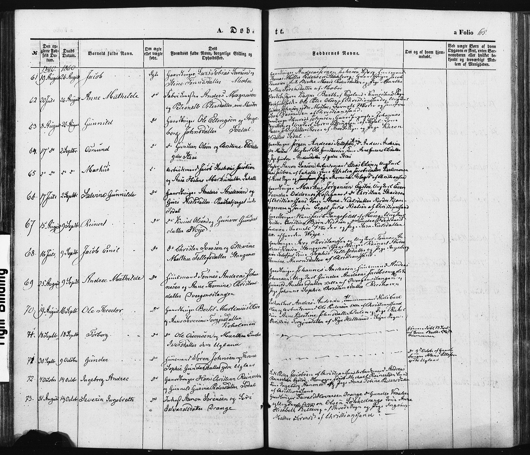 Oddernes sokneprestkontor, AV/SAK-1111-0033/F/Fa/Faa/L0007: Parish register (official) no. A 7, 1851-1863, p. 65