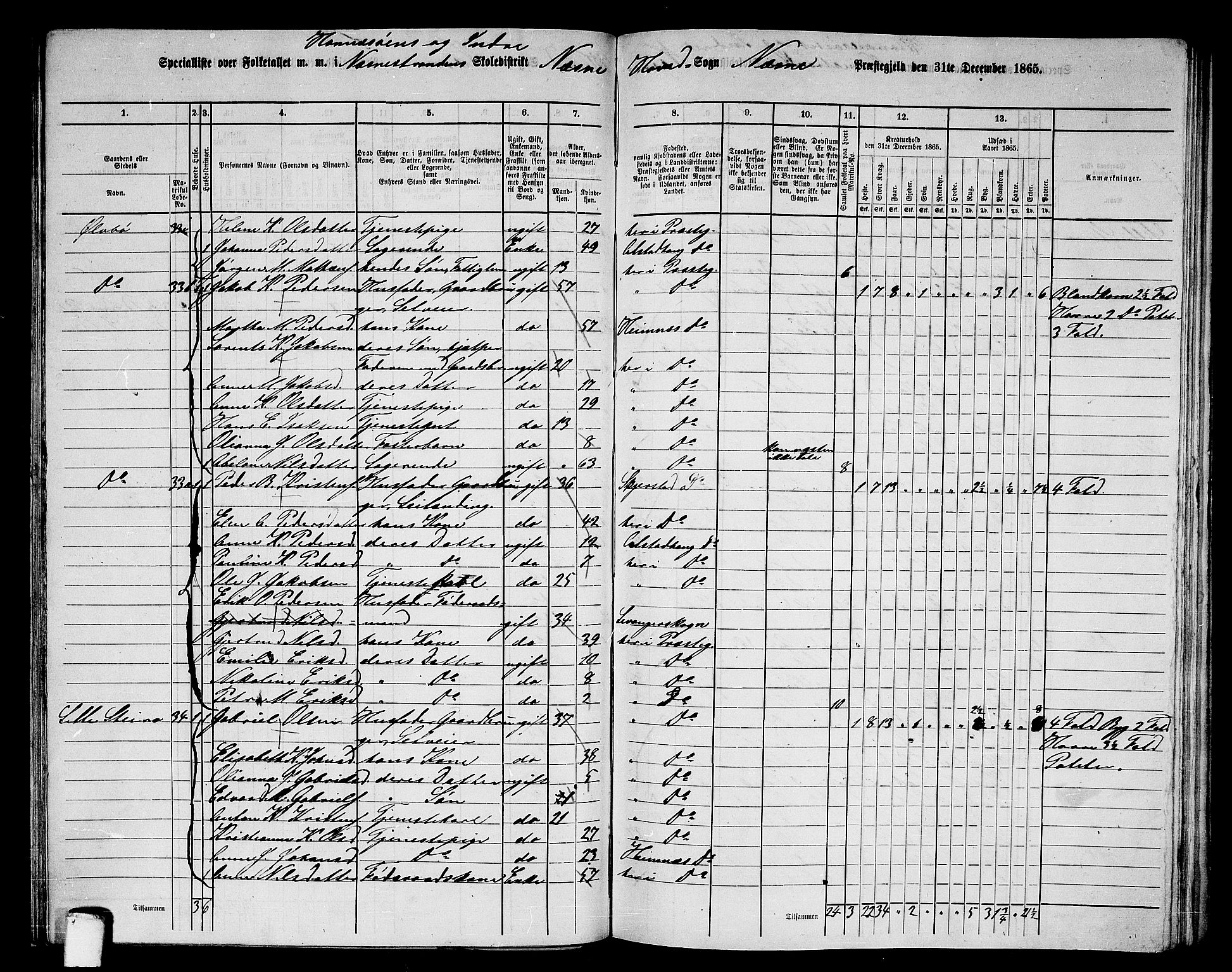 RA, 1865 census for Nesna, 1865, p. 87