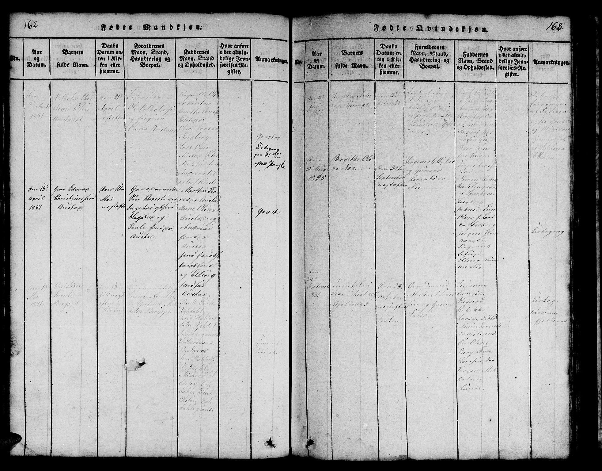 Ministerialprotokoller, klokkerbøker og fødselsregistre - Nord-Trøndelag, SAT/A-1458/731/L0310: Parish register (copy) no. 731C01, 1816-1874, p. 162-163