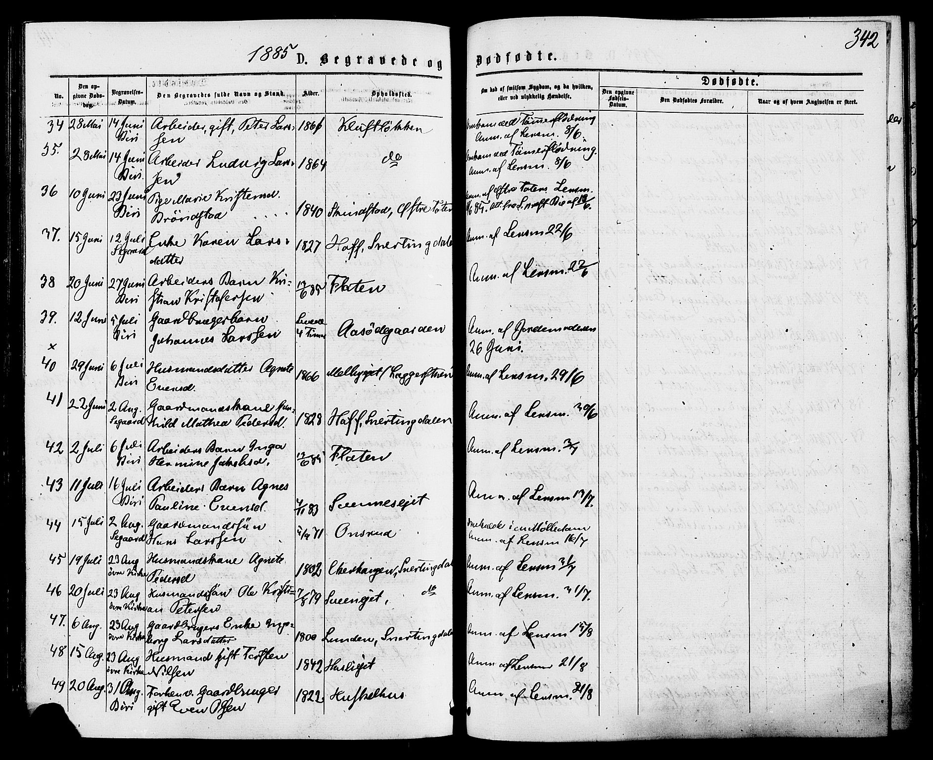 Biri prestekontor, SAH/PREST-096/H/Ha/Haa/L0006: Parish register (official) no. 6, 1877-1886, p. 342