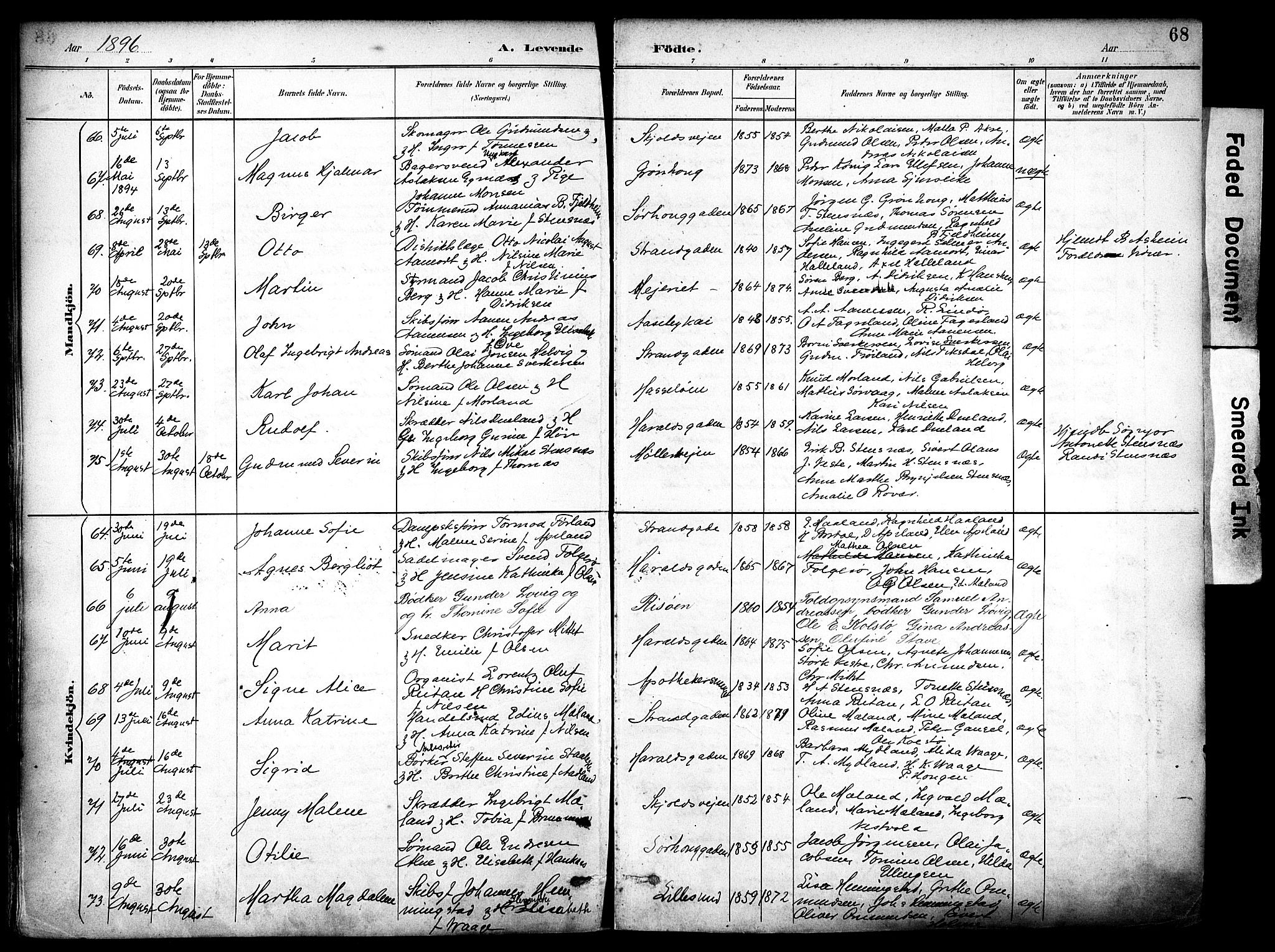 Haugesund sokneprestkontor, AV/SAST-A -101863/H/Ha/Haa/L0006: Parish register (official) no. A 6, 1891-1907, p. 68