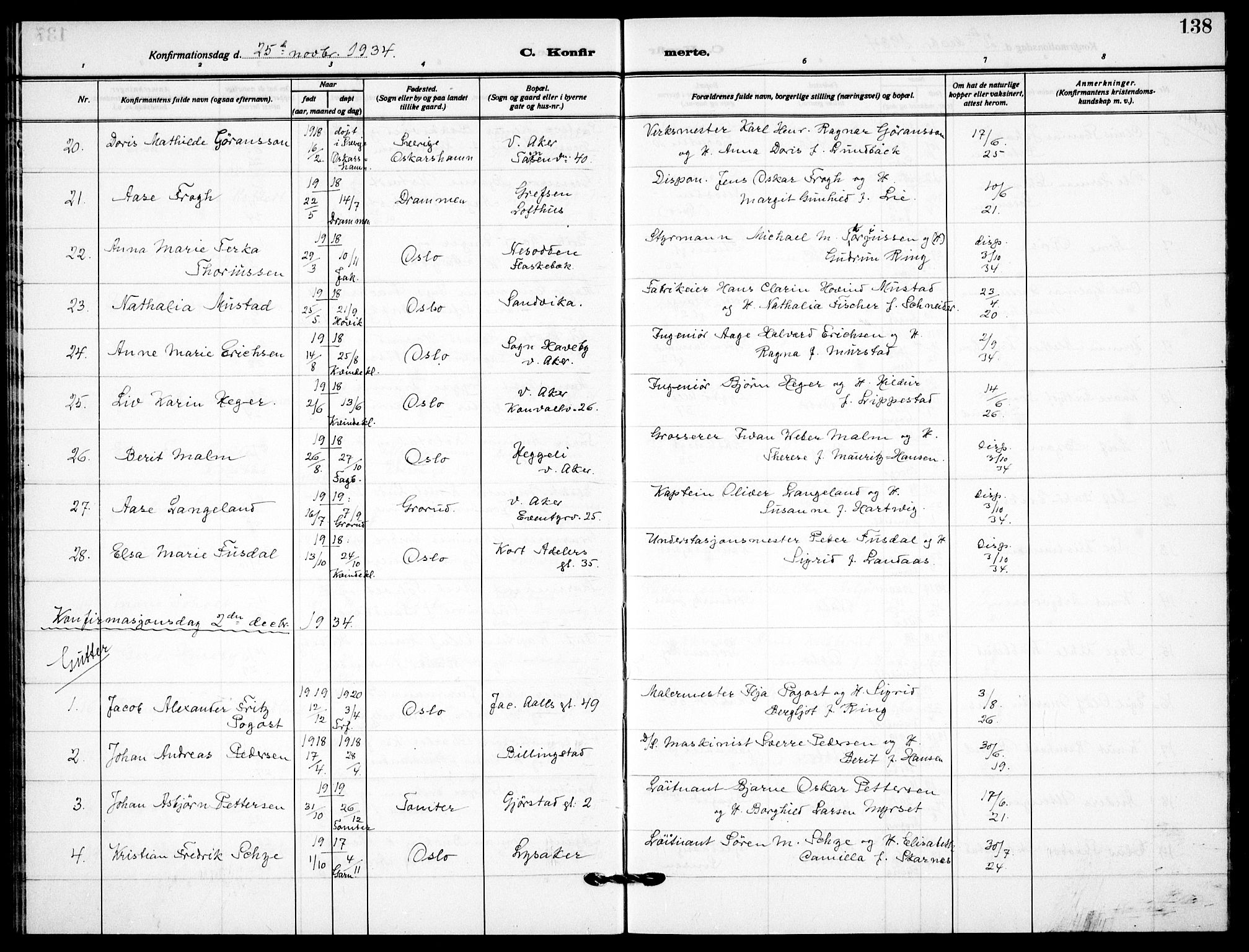 Garnisonsmenigheten Kirkebøker, SAO/A-10846/F/Fa/L0017: Parish register (official) no. 17, 1926-1937, p. 138