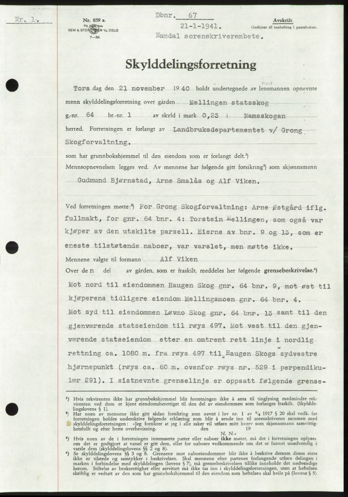 Namdal sorenskriveri, SAT/A-4133/1/2/2C: Mortgage book no. -, 1940-1941, Deed date: 21.01.1941