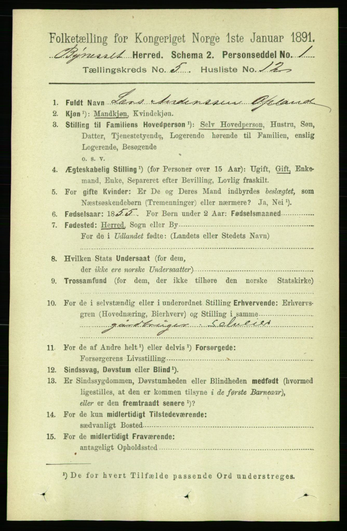 RA, 1891 census for 1655 Byneset, 1891, p. 2101