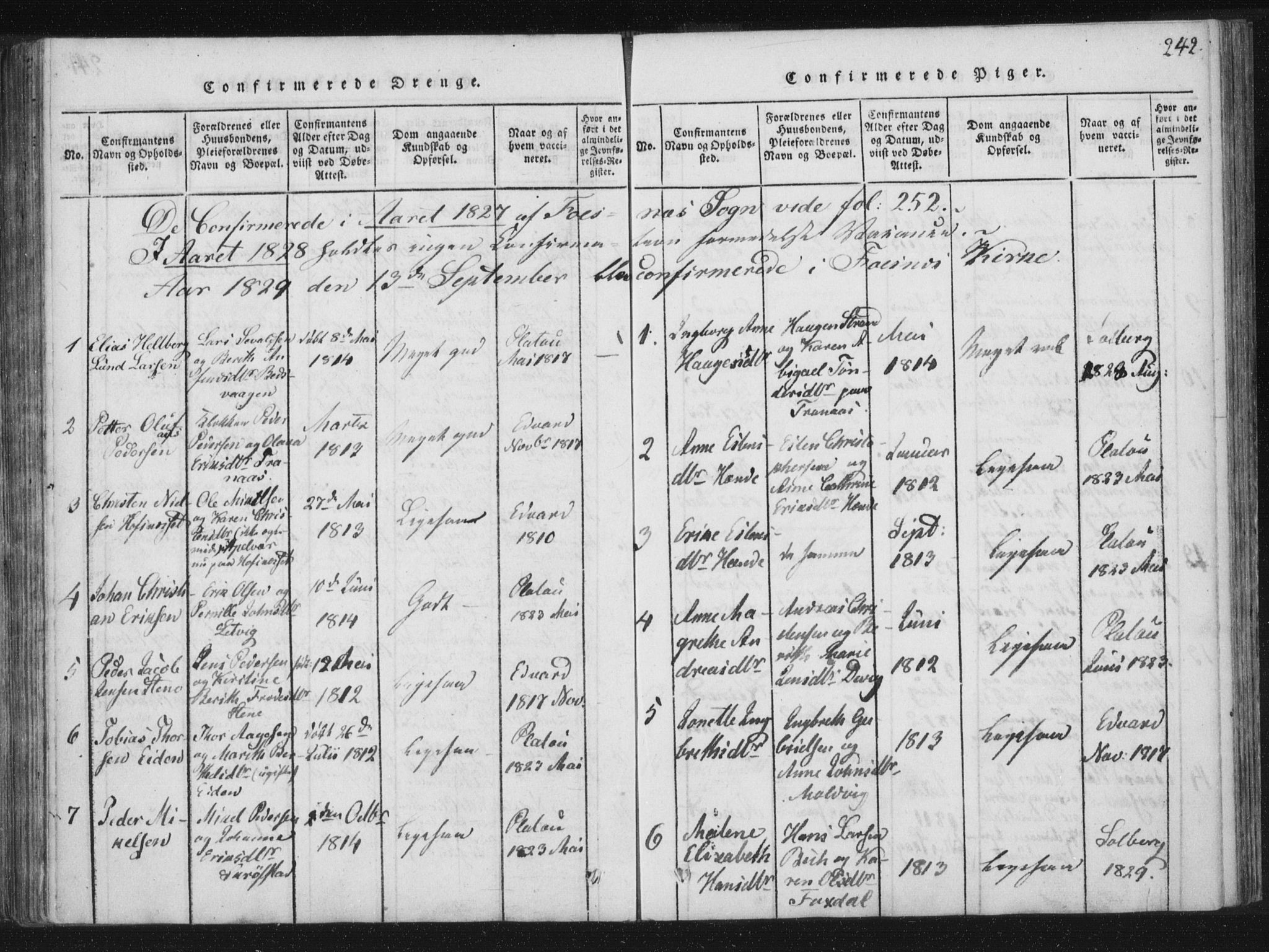 Ministerialprotokoller, klokkerbøker og fødselsregistre - Nord-Trøndelag, SAT/A-1458/773/L0609: Parish register (official) no. 773A03 /1, 1815-1830, p. 242
