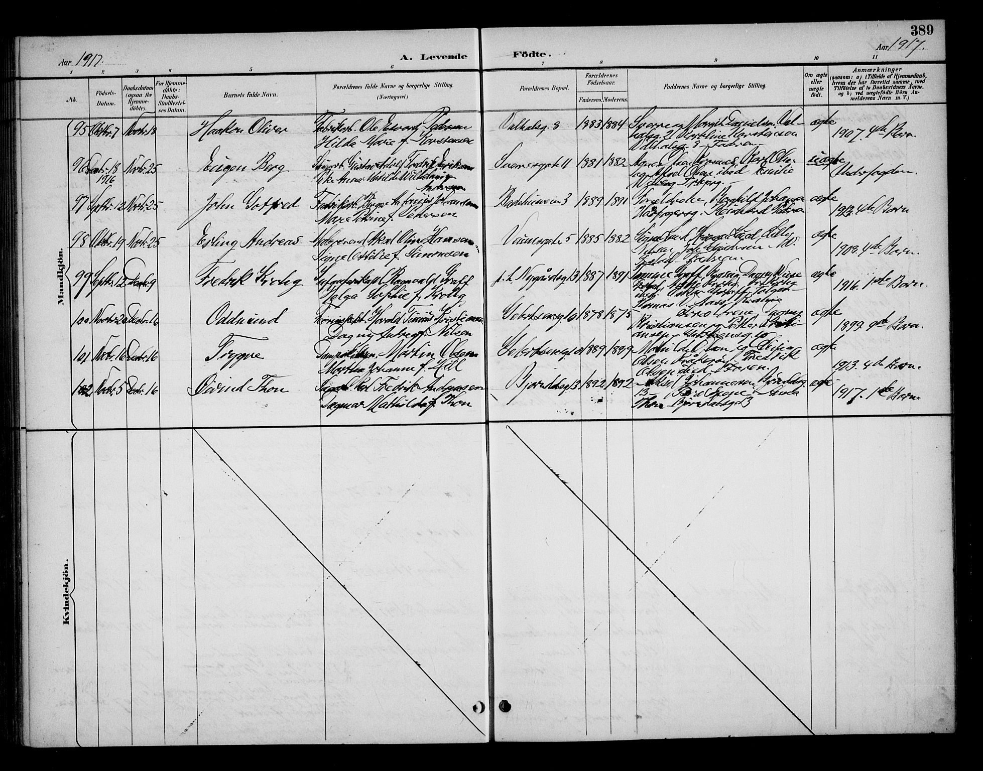 Fredrikstad domkirkes prestekontor Kirkebøker, SAO/A-10906/G/Ga/L0002: Parish register (copy) no. 2, 1894-1918, p. 389