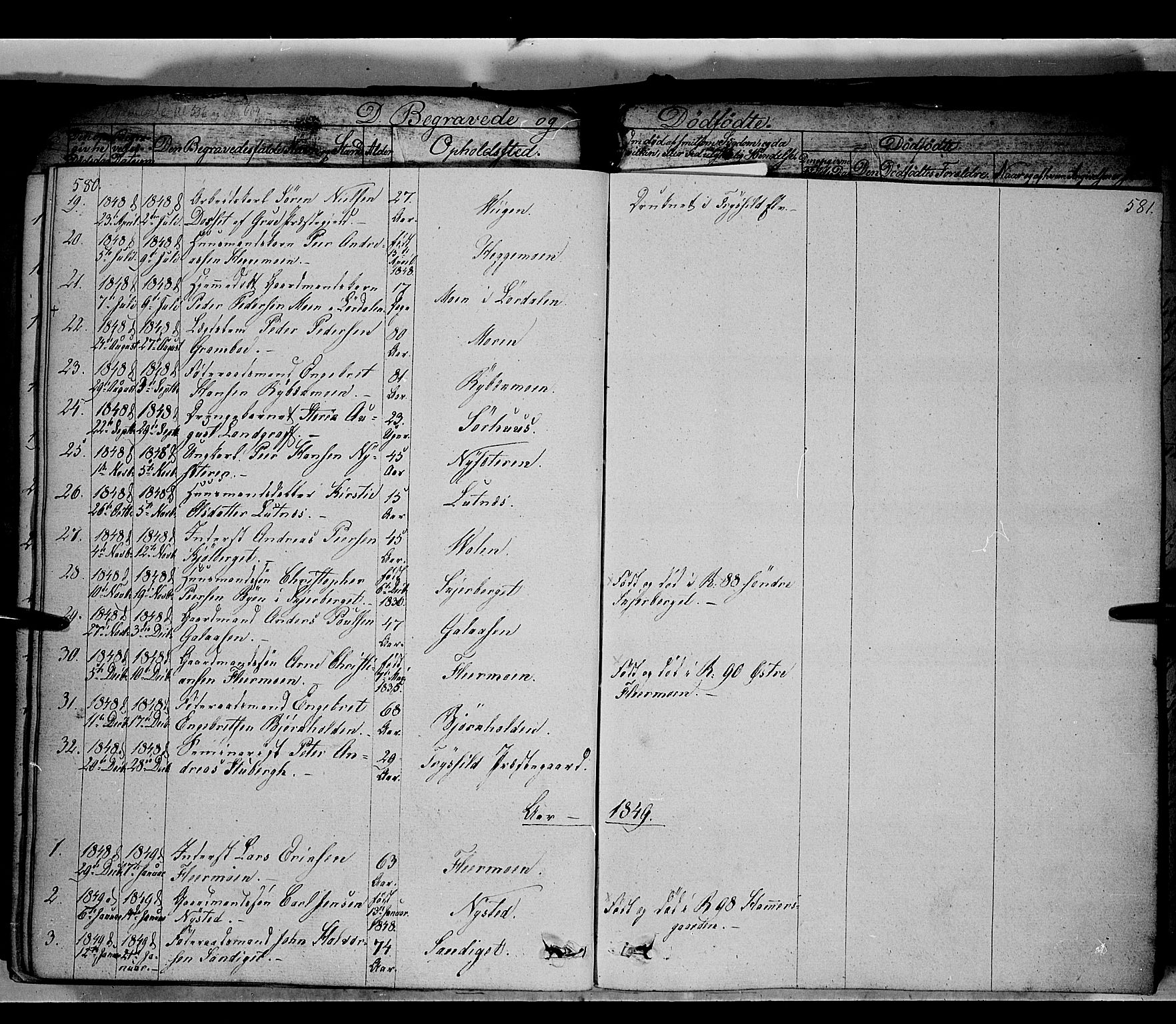 Trysil prestekontor, SAH/PREST-046/H/Ha/Haa/L0004: Parish register (official) no. 4 /1, 1842-1850, p. 580-581