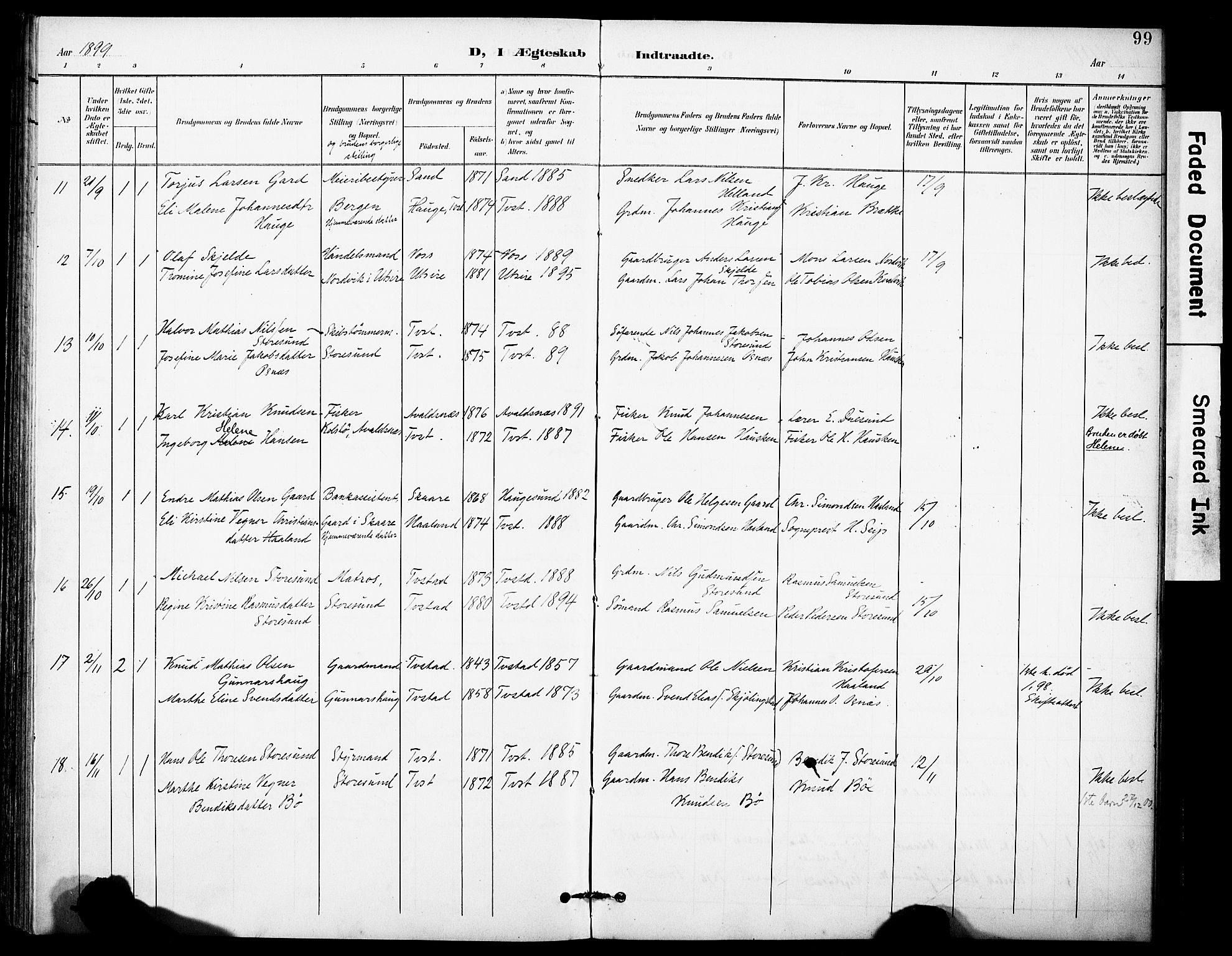 Torvastad sokneprestkontor, AV/SAST-A -101857/H/Ha/Haa/L0017: Parish register (official) no. A 16, 1899-1911, p. 99