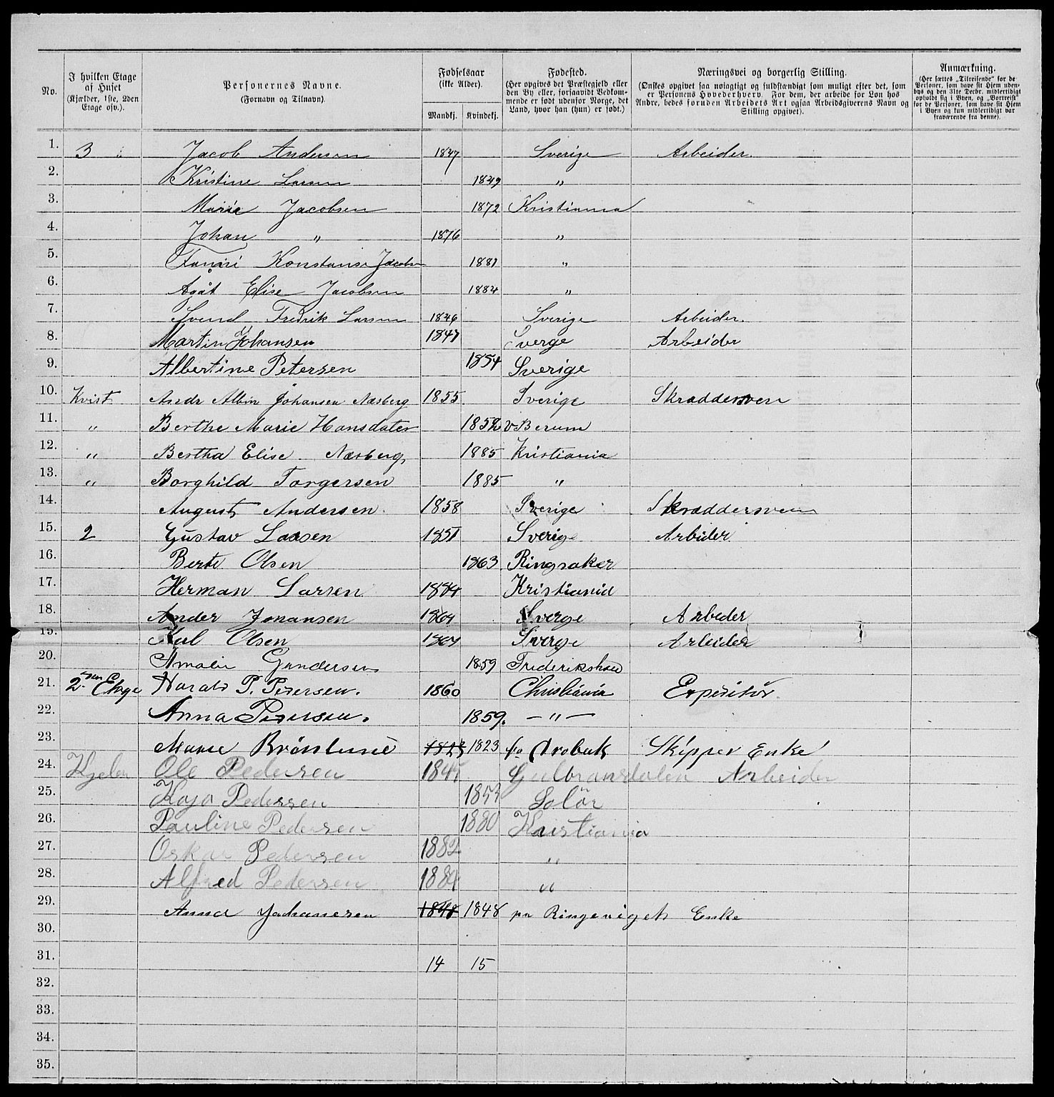 RA, 1885 census for 0301 Kristiania, 1885, p. 4749