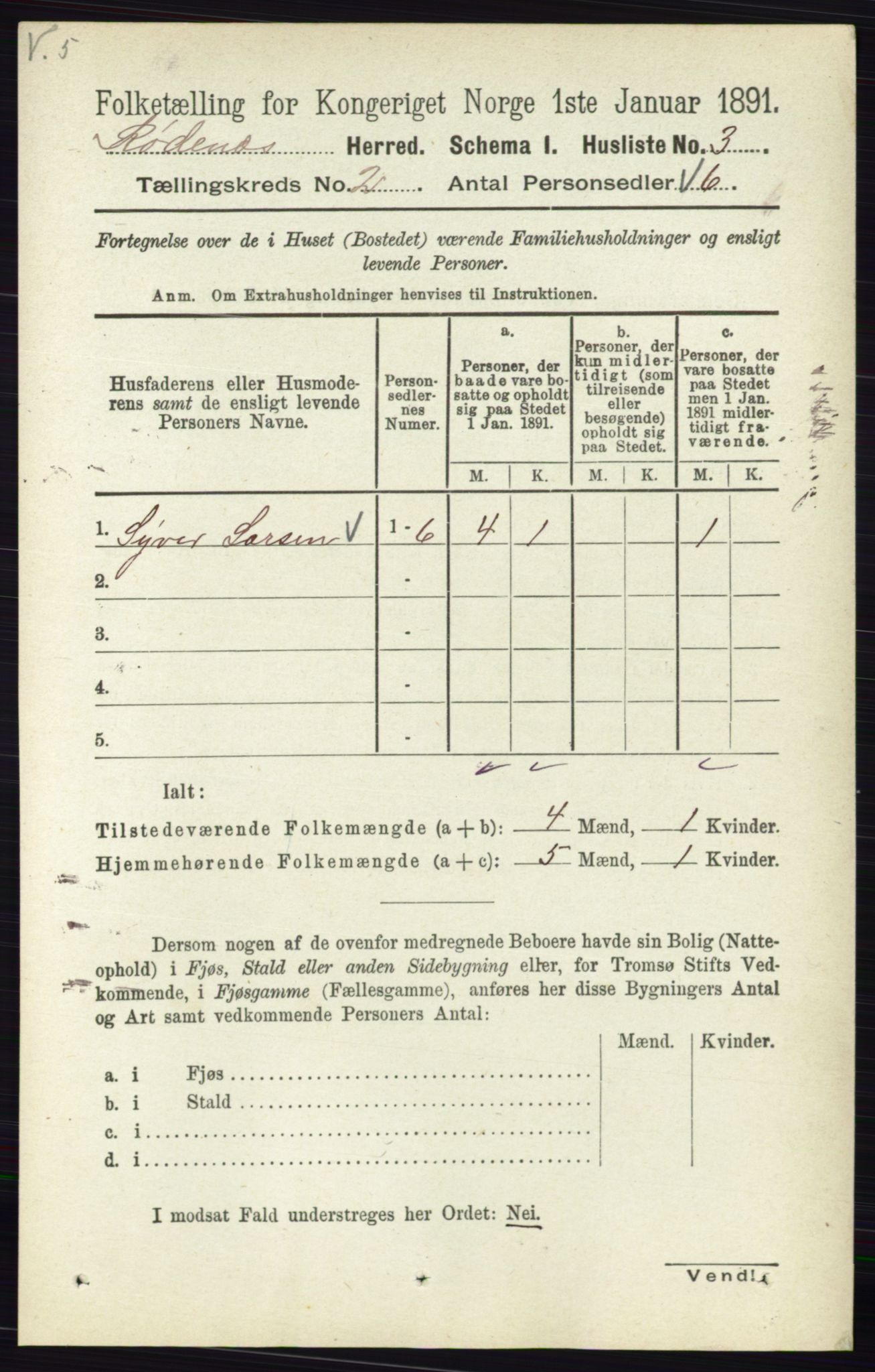 RA, 1891 census for 0120 Rødenes, 1891, p. 657