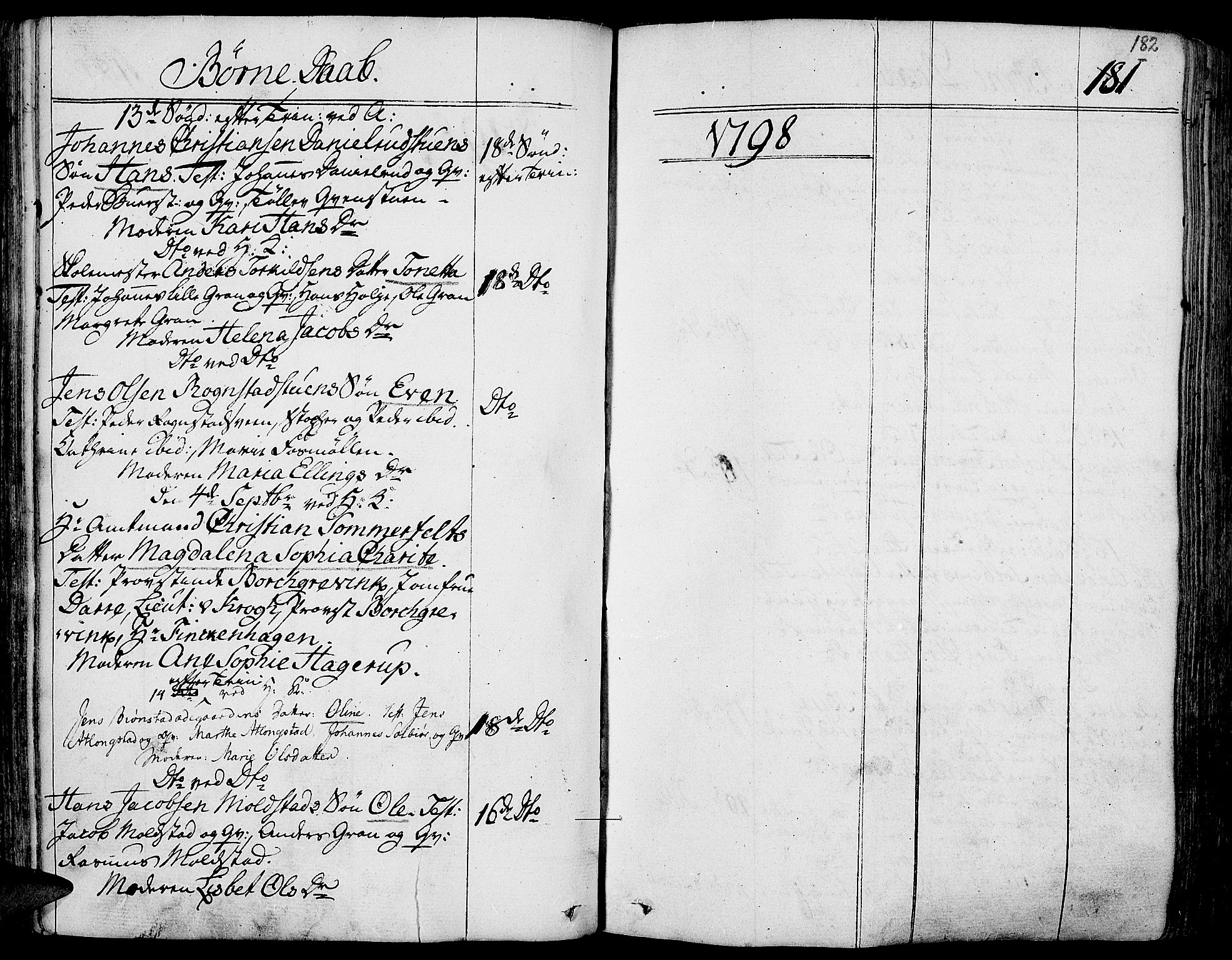 Toten prestekontor, SAH/PREST-102/H/Ha/Haa/L0007: Parish register (official) no. 7, 1794-1809, p. 182