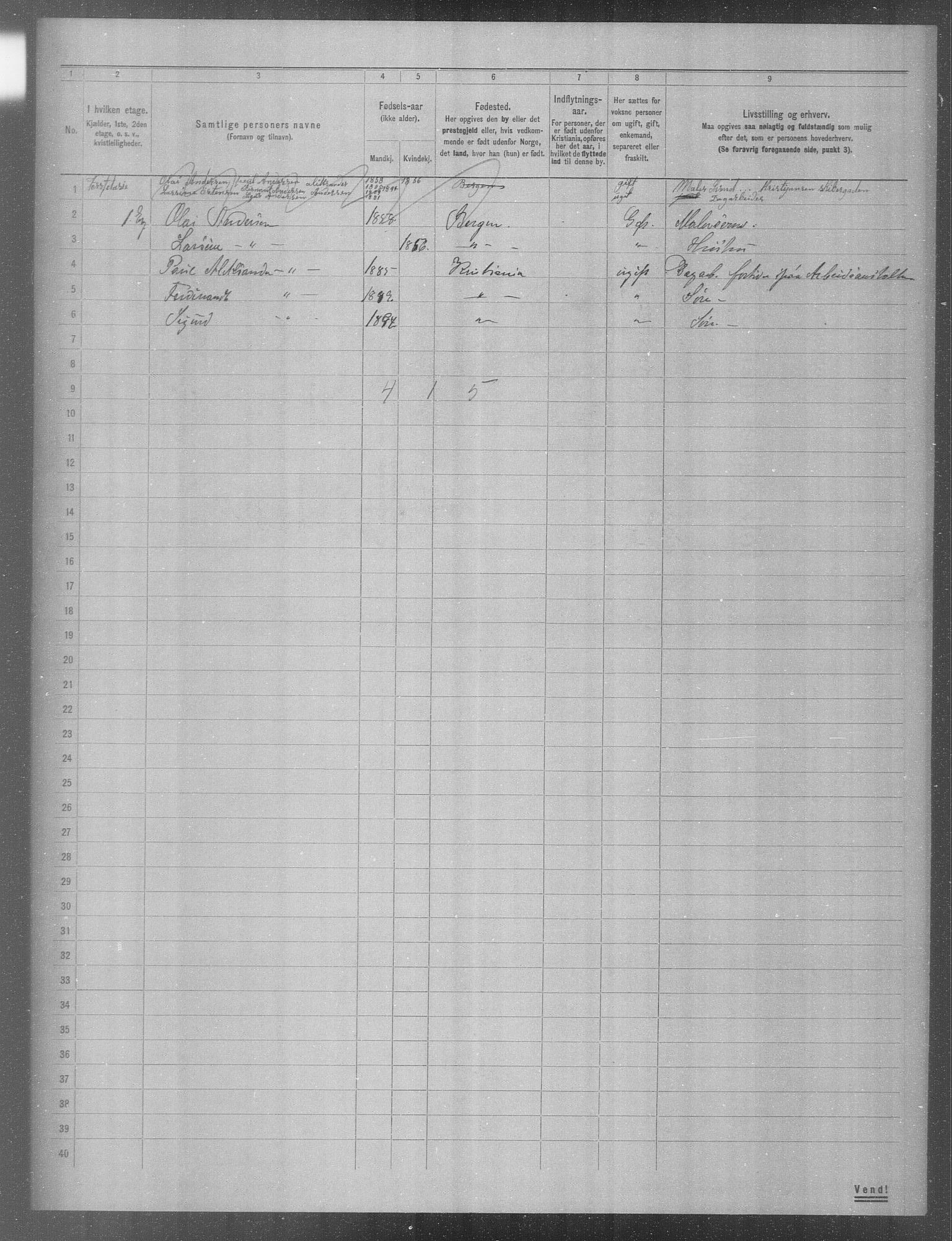 OBA, Municipal Census 1904 for Kristiania, 1904, p. 3558