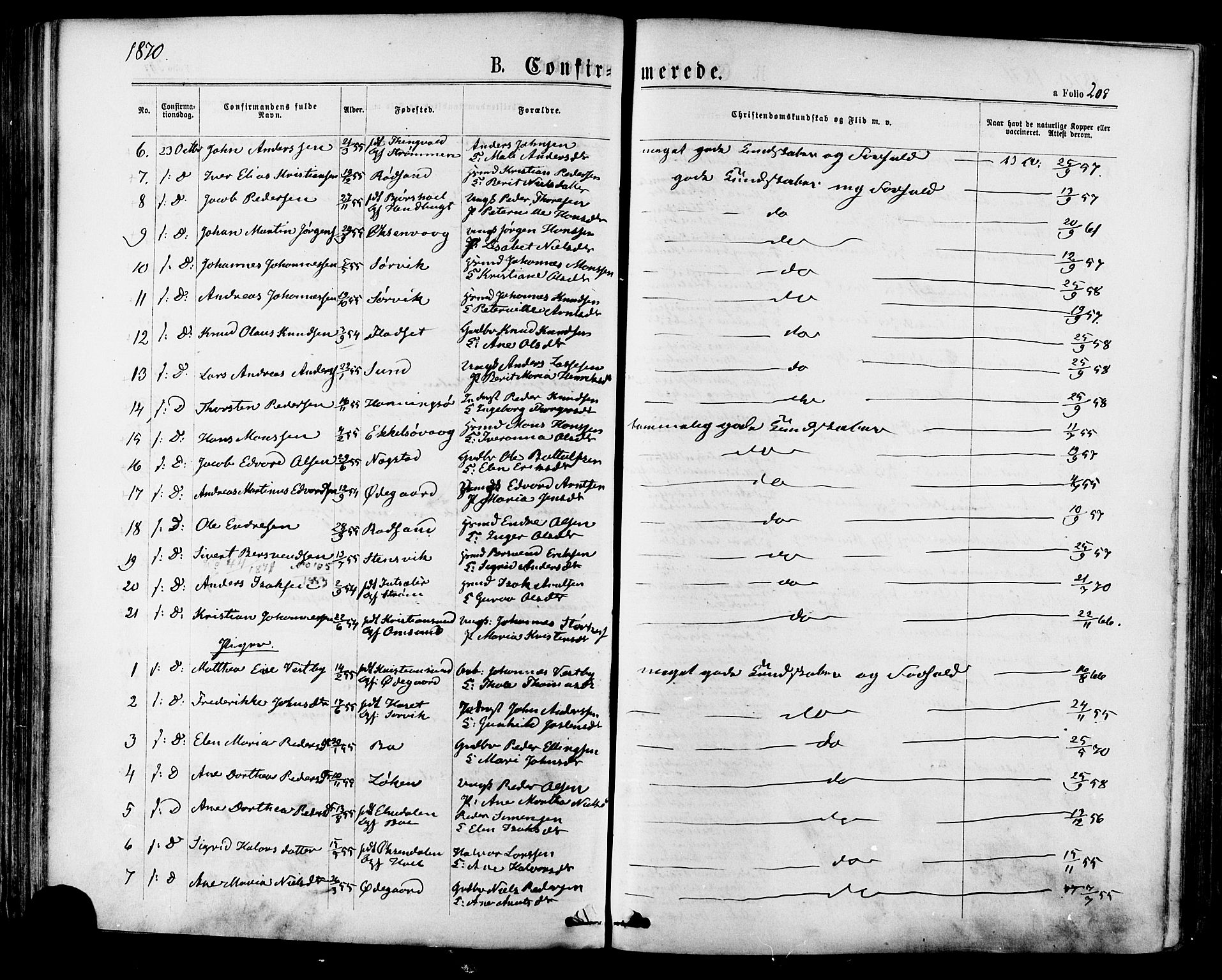 Ministerialprotokoller, klokkerbøker og fødselsregistre - Møre og Romsdal, SAT/A-1454/568/L0805: Parish register (official) no. 568A12 /1, 1869-1884, p. 208