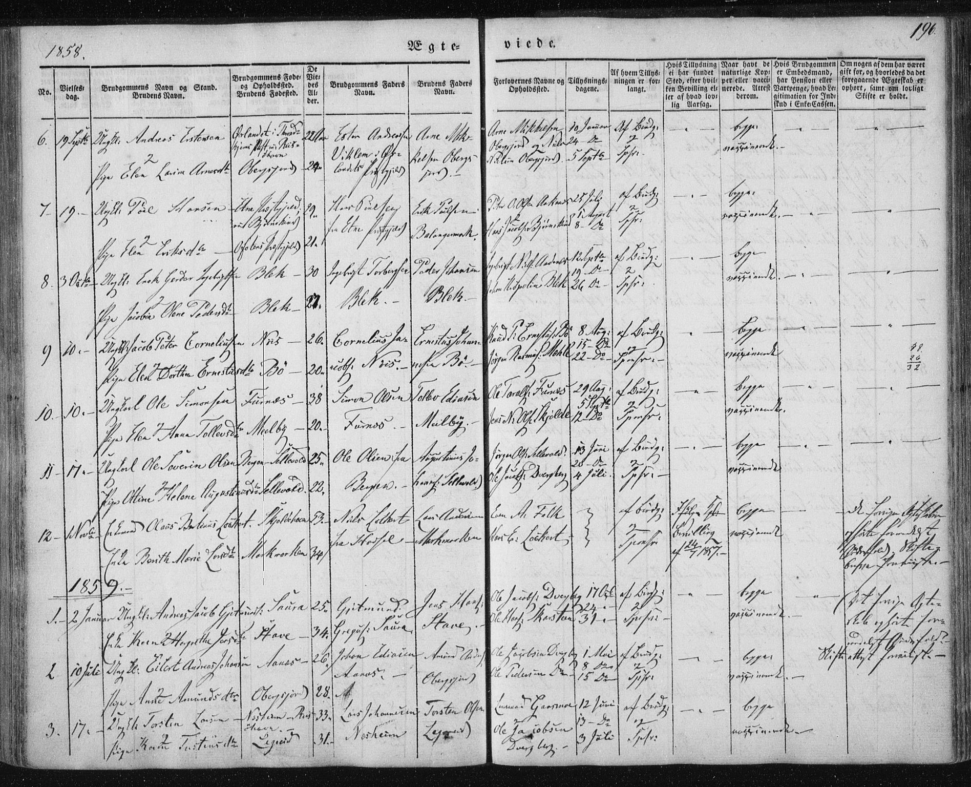 Ministerialprotokoller, klokkerbøker og fødselsregistre - Nordland, SAT/A-1459/897/L1396: Parish register (official) no. 897A04, 1842-1866, p. 196
