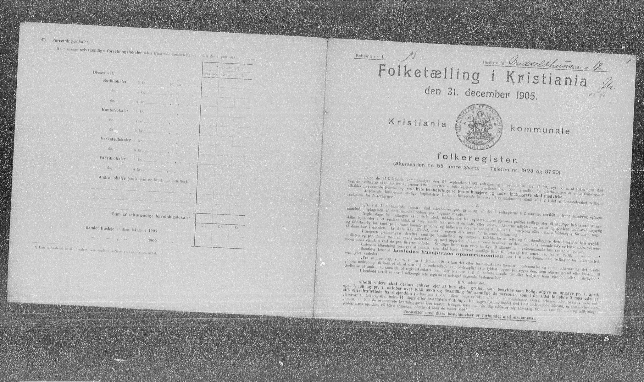 OBA, Municipal Census 1905 for Kristiania, 1905, p. 34349