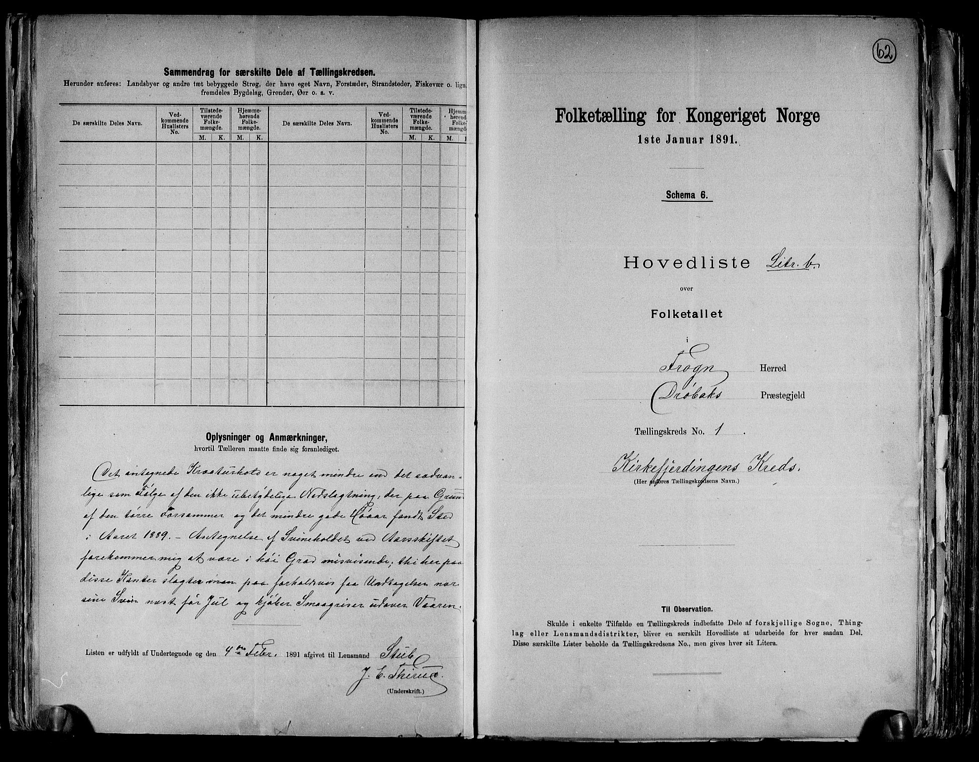 RA, 1891 census for 0215 Frogn, 1891, p. 6