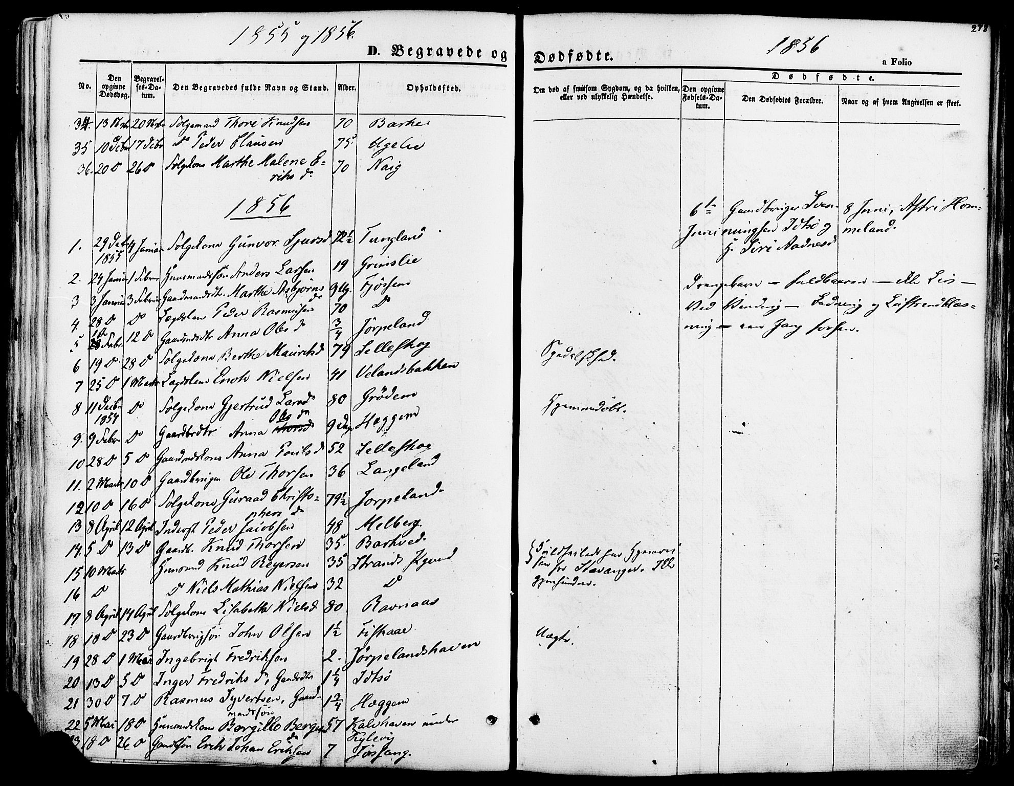 Strand sokneprestkontor, SAST/A-101828/H/Ha/Haa/L0007: Parish register (official) no. A 7, 1855-1881, p. 278