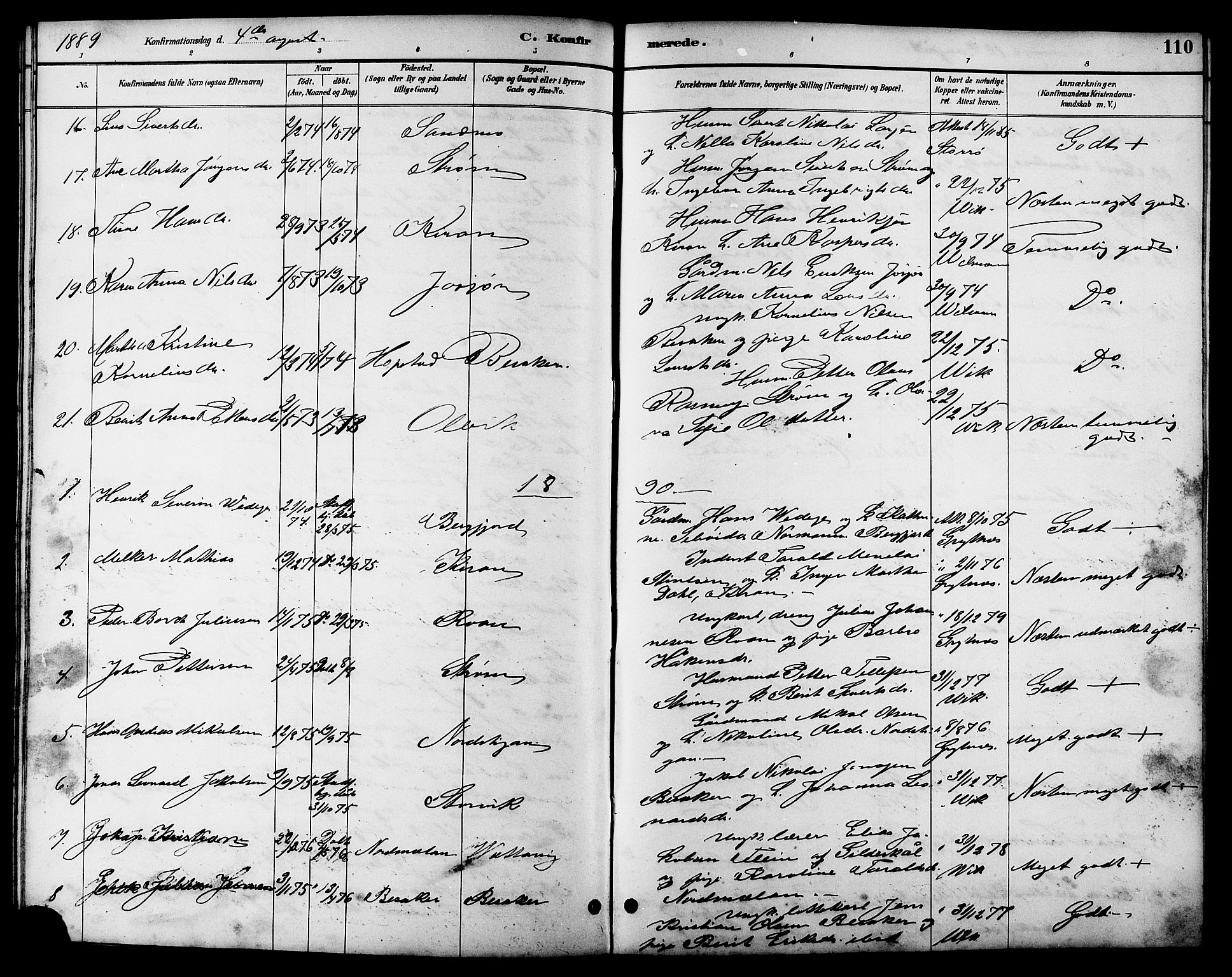 Ministerialprotokoller, klokkerbøker og fødselsregistre - Sør-Trøndelag, SAT/A-1456/657/L0716: Parish register (copy) no. 657C03, 1889-1904, p. 110