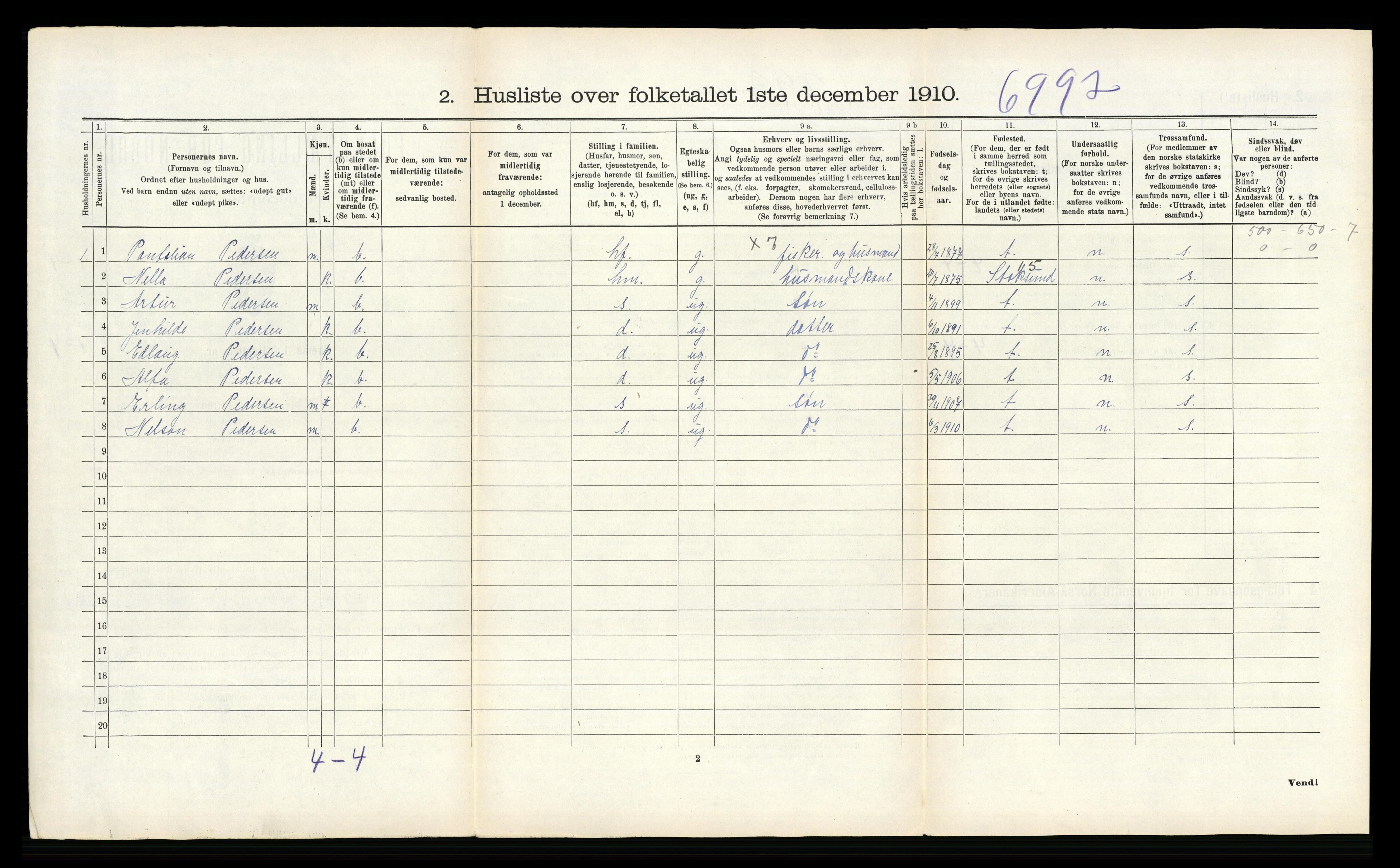 RA, 1910 census for Flakstad, 1910, p. 277