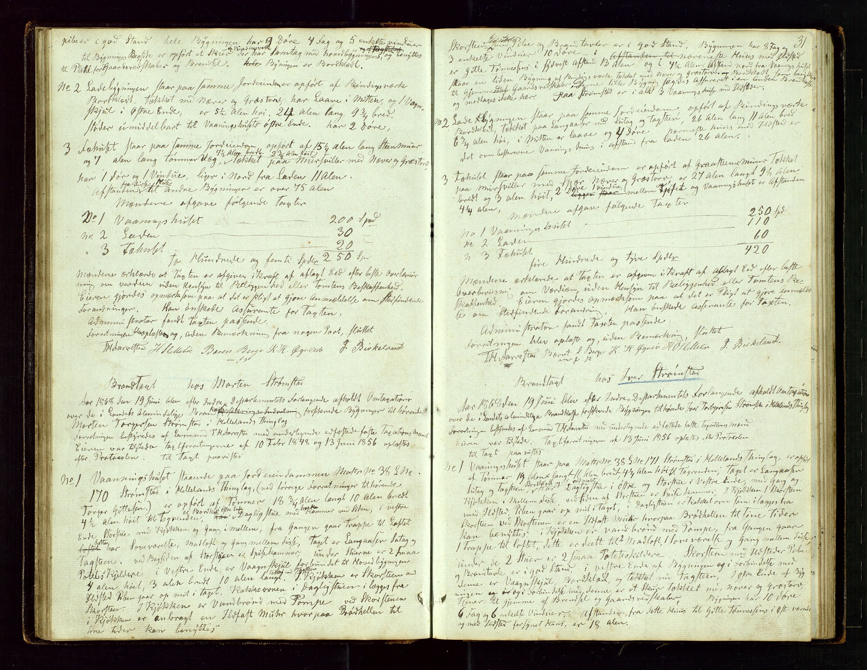 Helleland lensmannskontor, AV/SAST-A-100209/Goa/L0001: "Brandtaxations-Protocol for Hetlands Thinglag", 1847-1920, p. 30b-31a