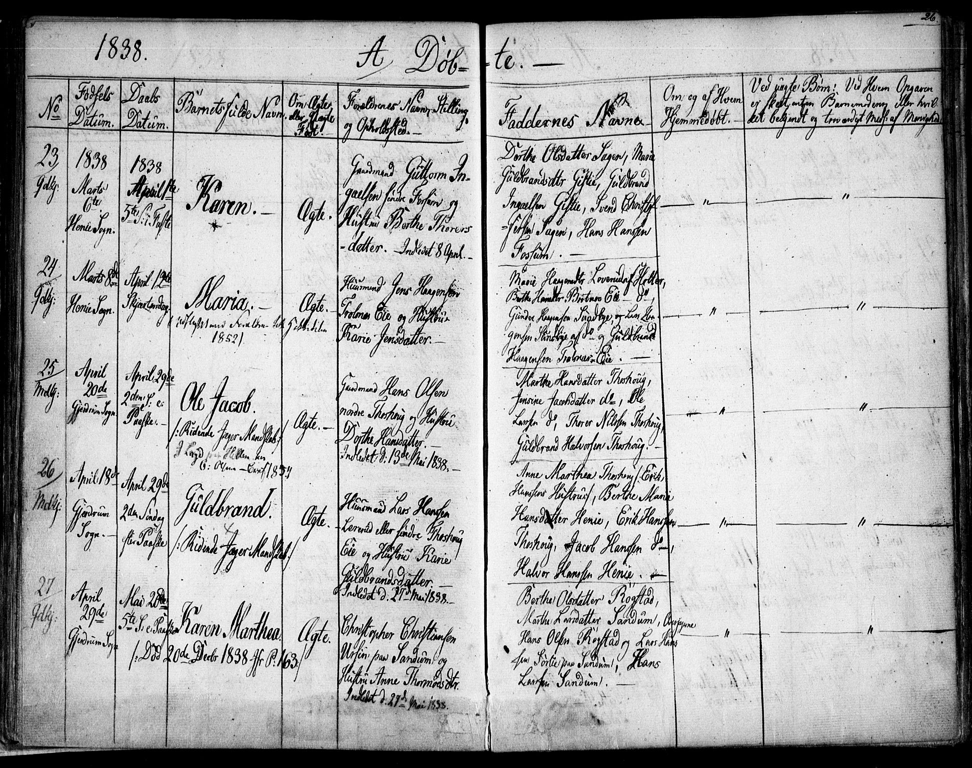 Gjerdrum prestekontor Kirkebøker, AV/SAO-A-10412b/F/Fa/L0005: Parish register (official) no. I 5, 1835-1845, p. 26