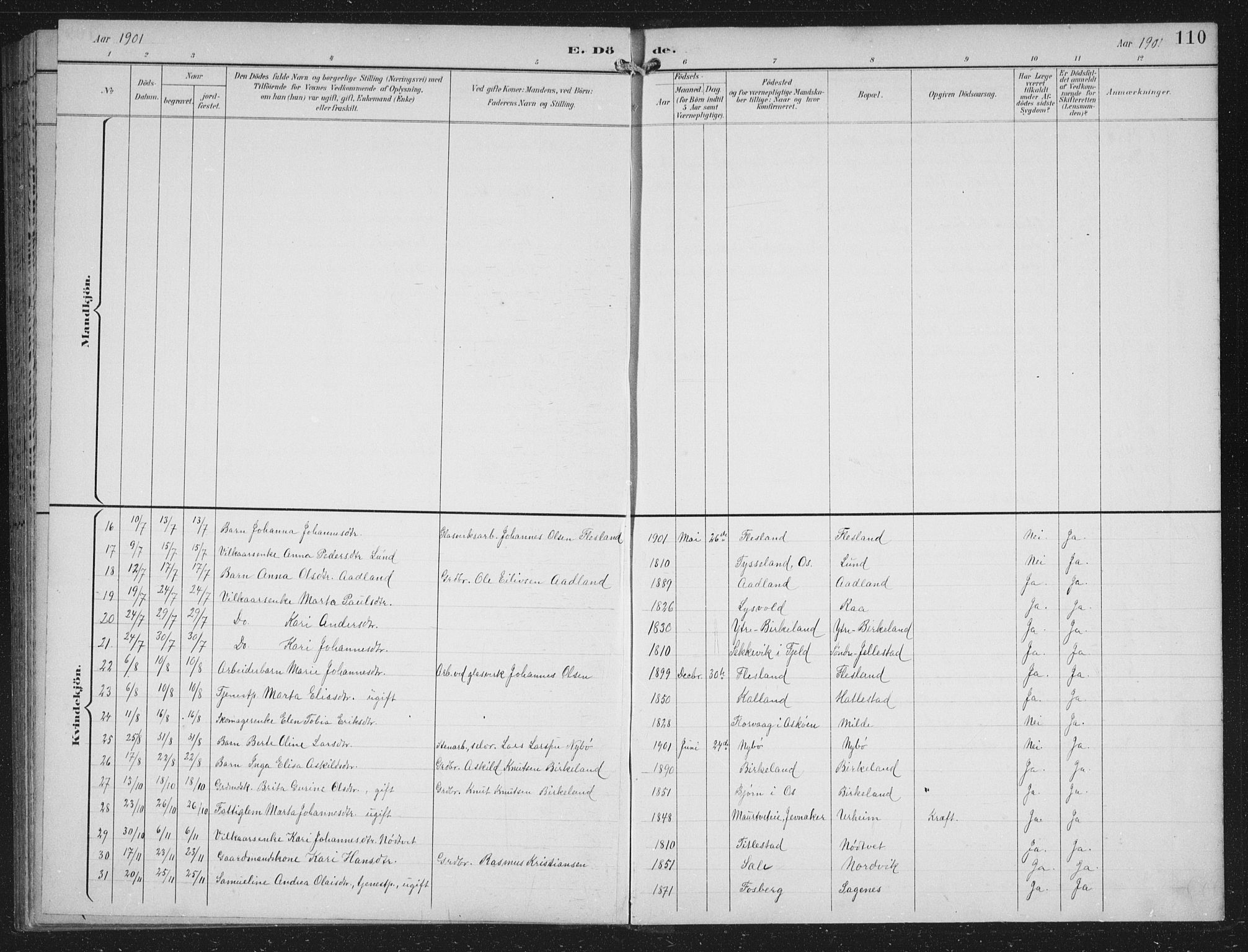 Fana Sokneprestembete, SAB/A-75101/H/Hab/Haba/L0003: Parish register (copy) no. A 3, 1895-1902, p. 110